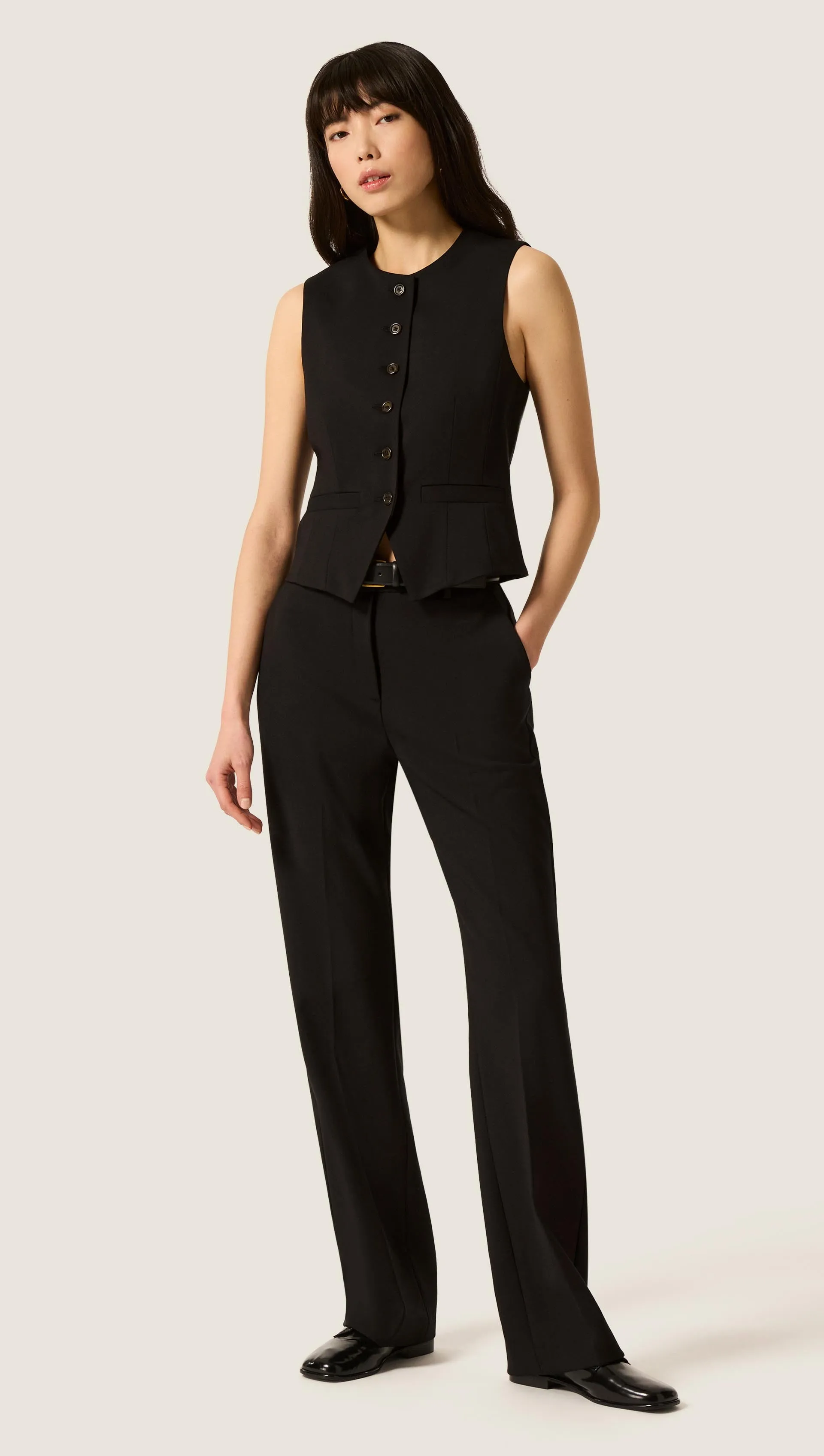 Straight Leg Trouser in Heavy Wool Twill | Black sold by Argent