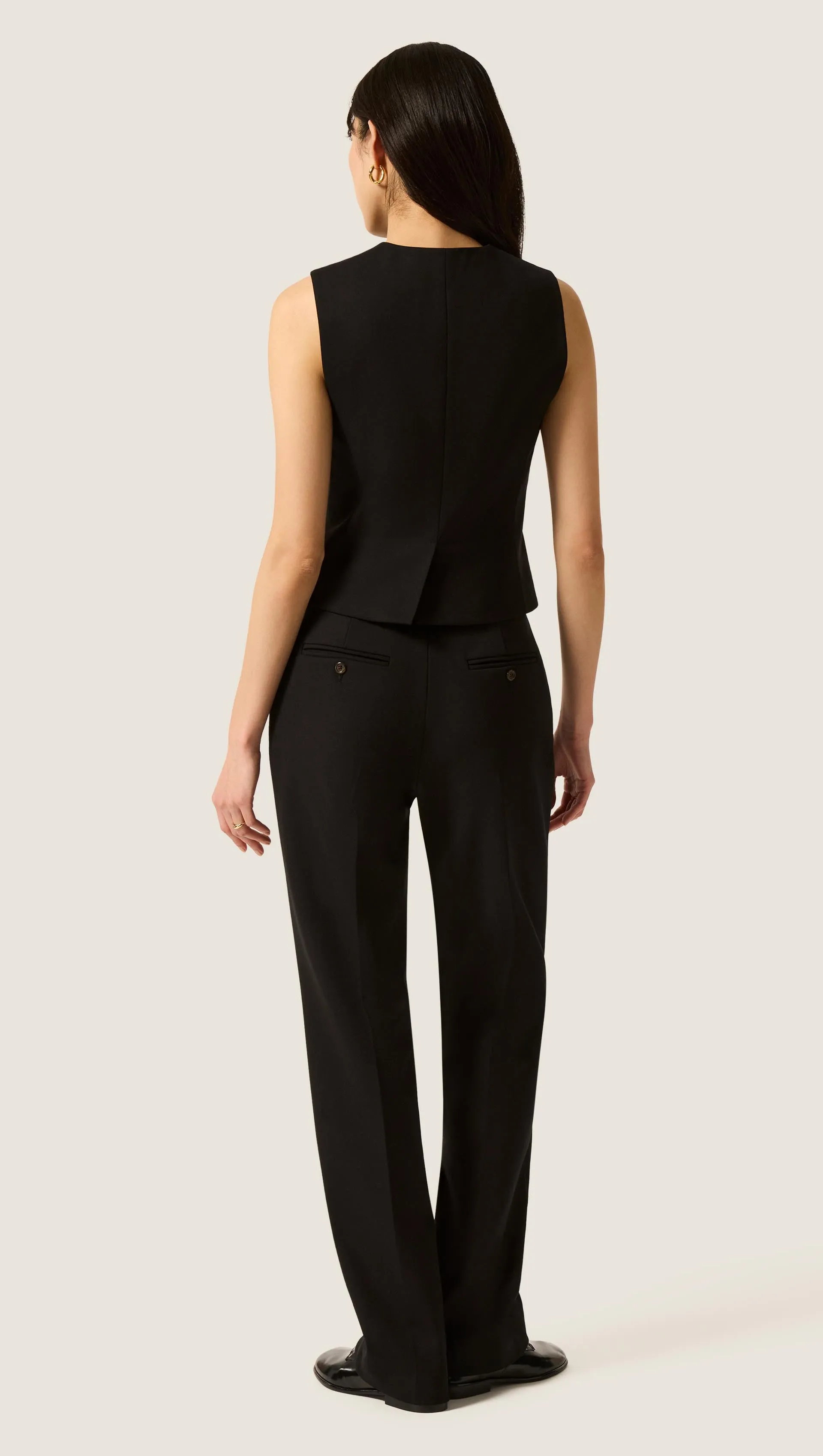 Straight Leg Trouser in Heavy Wool Twill | Black sold by Argent product image thumbnail 4