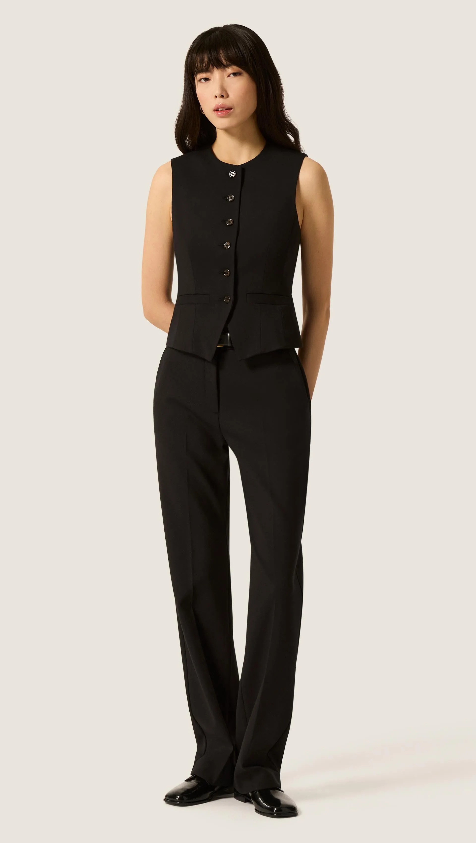 Straight Leg Trouser in Heavy Wool Twill | Black sold by Argent product image thumbnail 2
