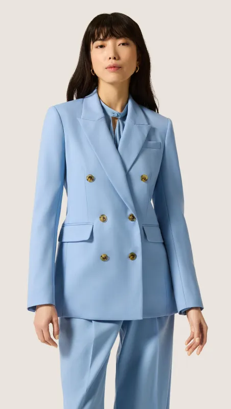 Double-Breasted Blazer in Seasonless Wool | Maya Blue made by Argent