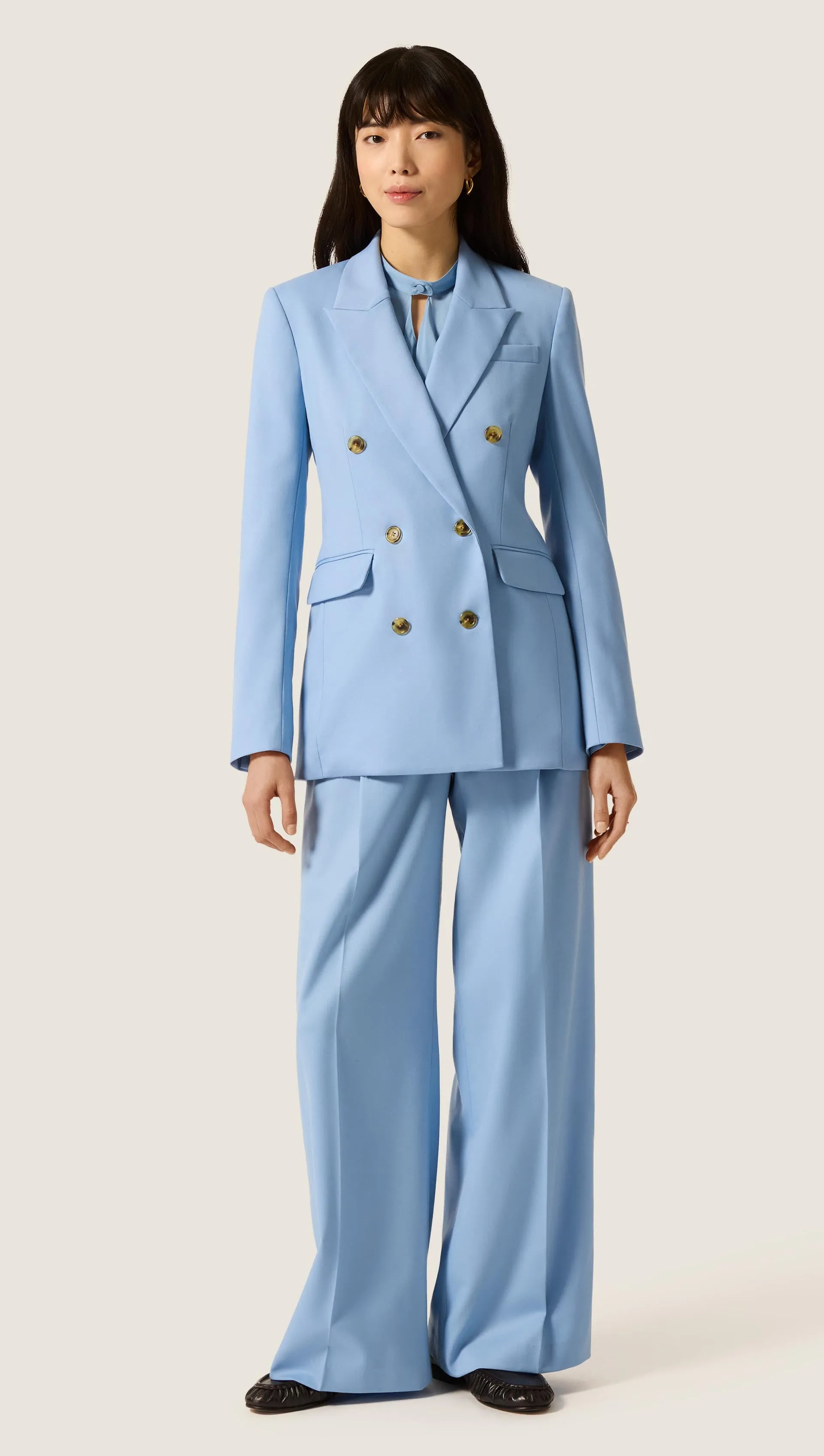 Double-Breasted Blazer in Seasonless Wool | Maya Blue sold by Argent product image thumbnail 2