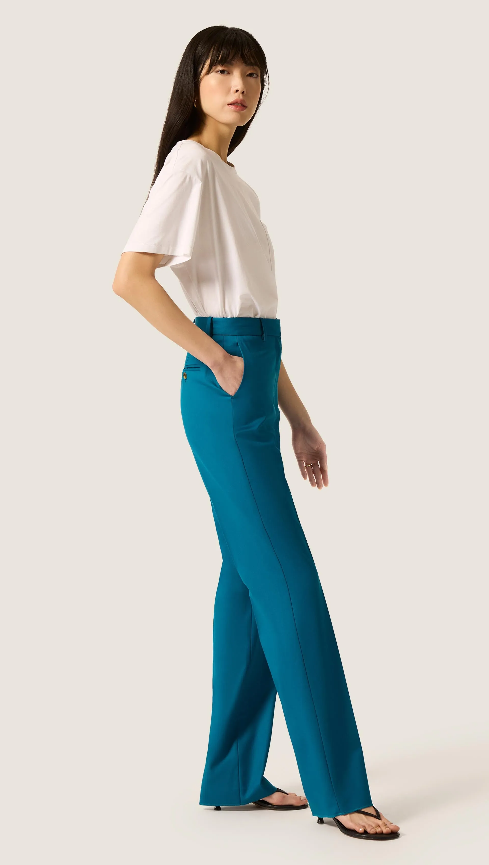Straight Leg Trouser in Seasonless Wool | Ocean sold by Argent product image thumbnail 3