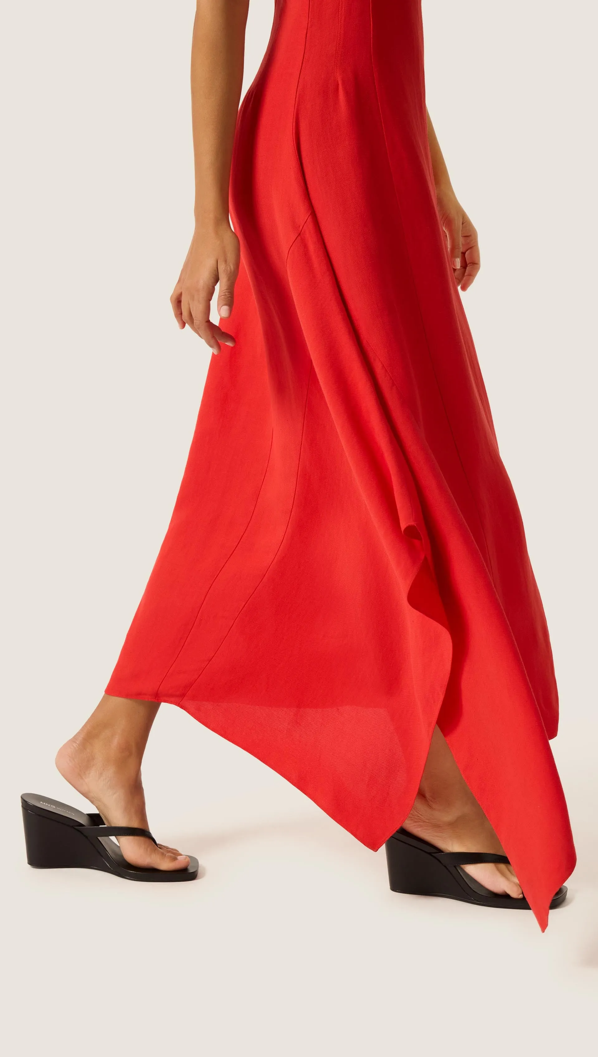 Asymmetrical Dress in Viscose Linen | Coral Red sold by Argent product image thumbnail 5