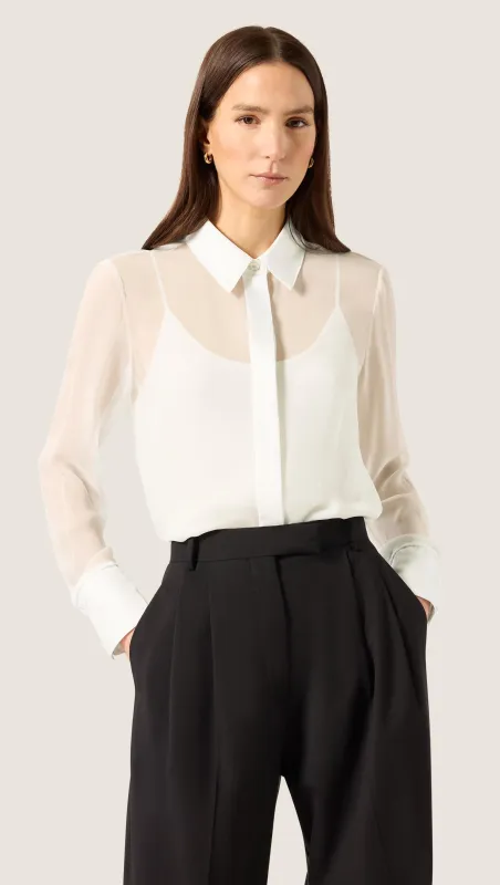 Sheer Blouse in Silk Georgette | Ivory made by Argent