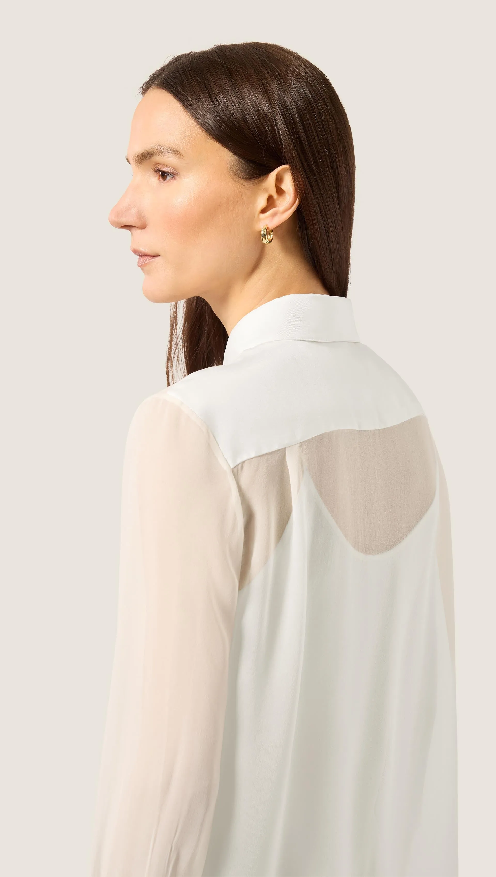 Sheer Blouse in Silk Georgette | Ivory sold by Argent product image thumbnail 4