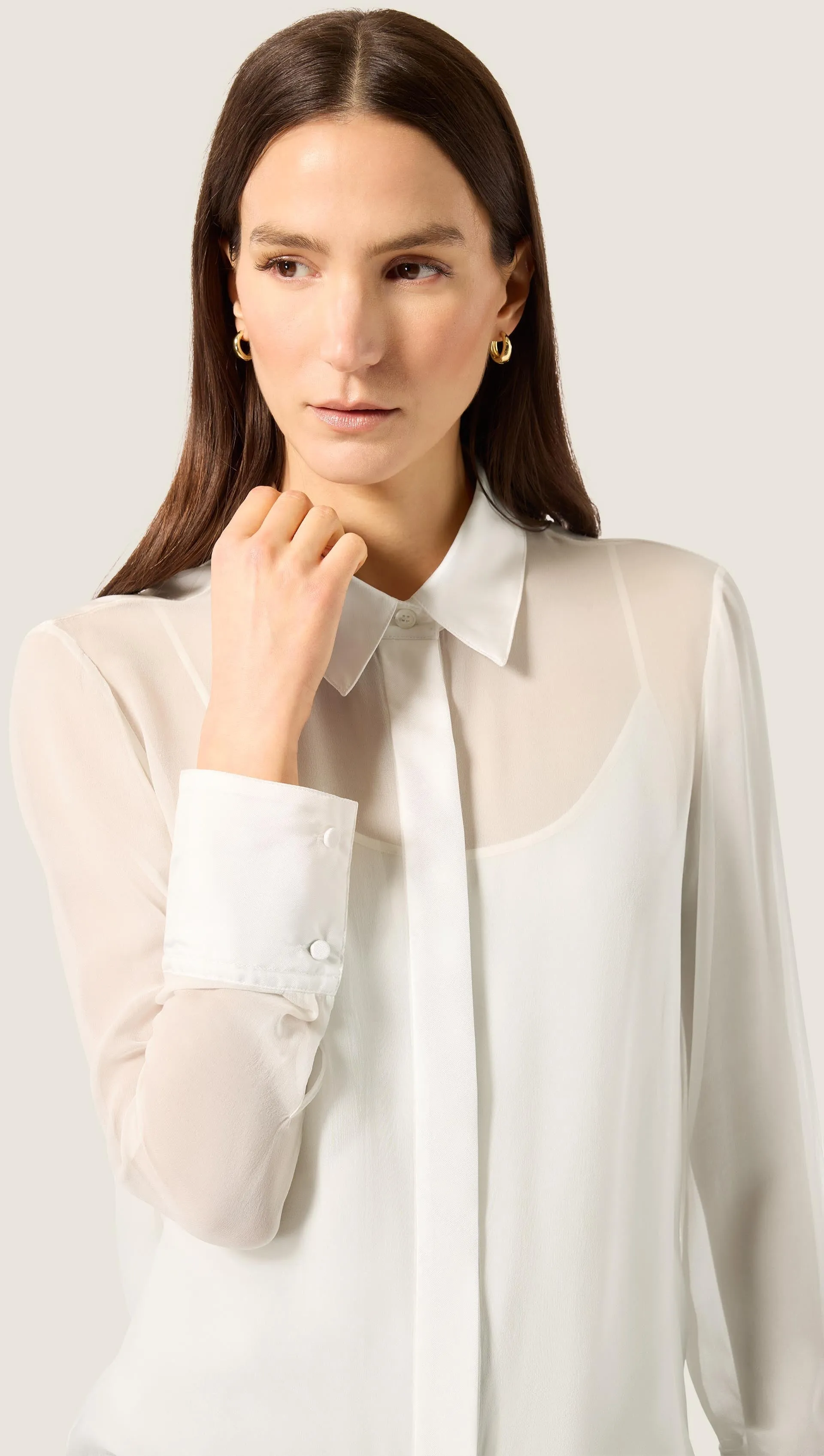 Sheer Blouse in Silk Georgette | Ivory sold by Argent product image thumbnail 3