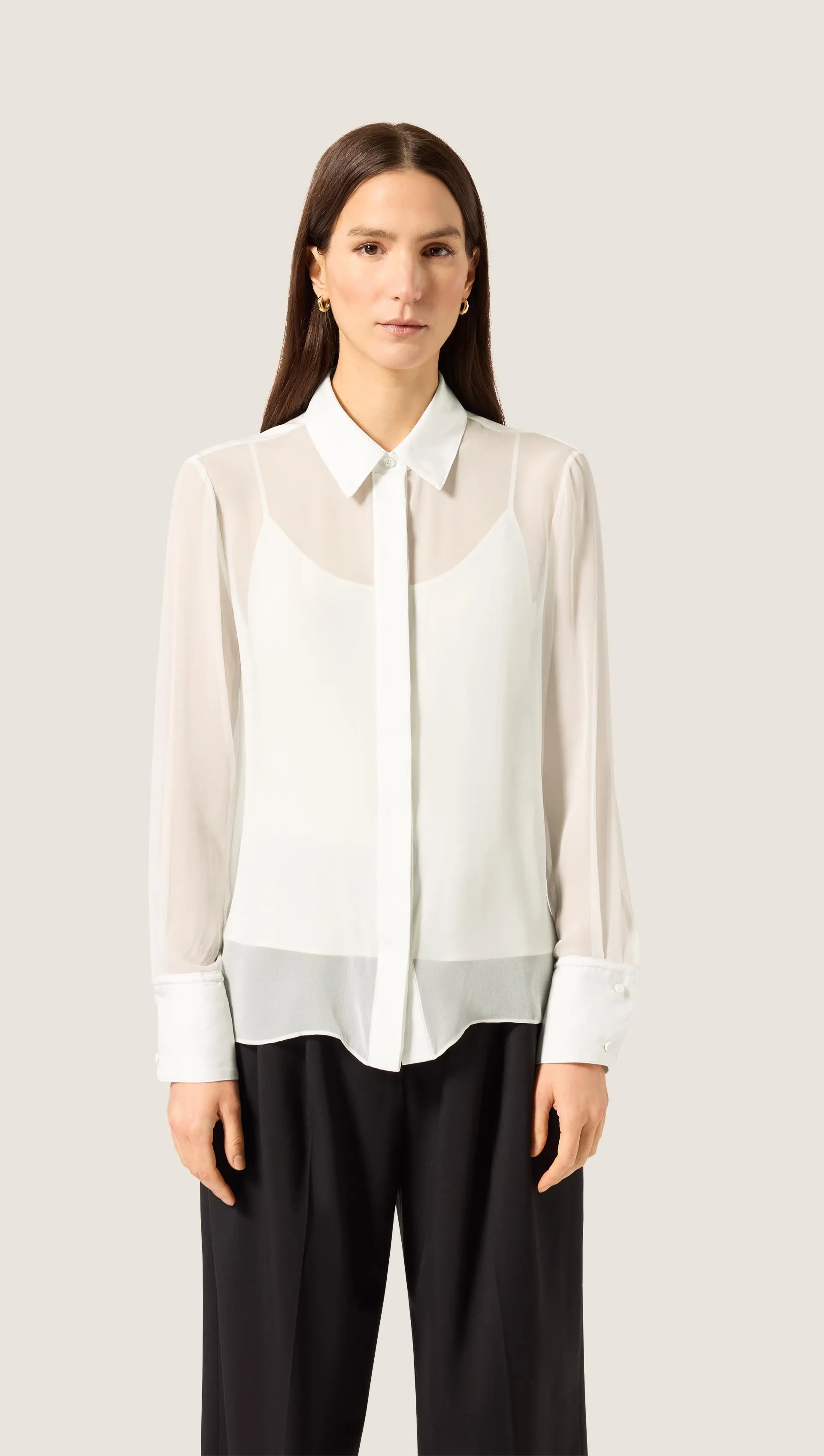 Sheer Blouse in Silk Georgette | Ivory sold by Argent product image thumbnail 2