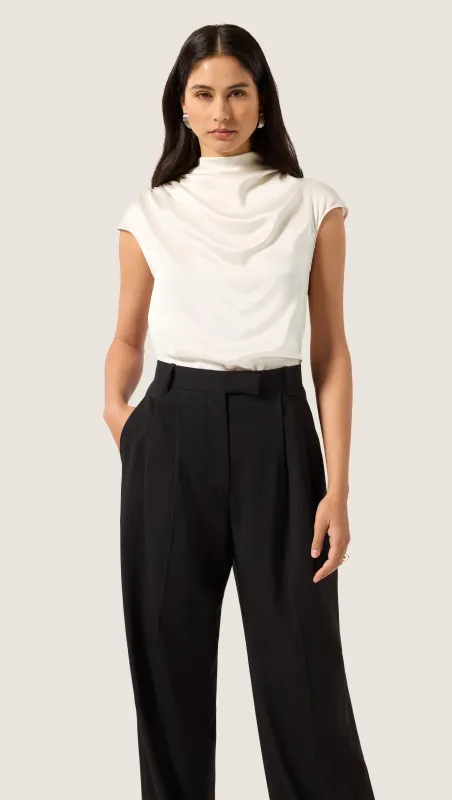 Ruched Blouse in Silk Charmeuse | Ivory made by Argent