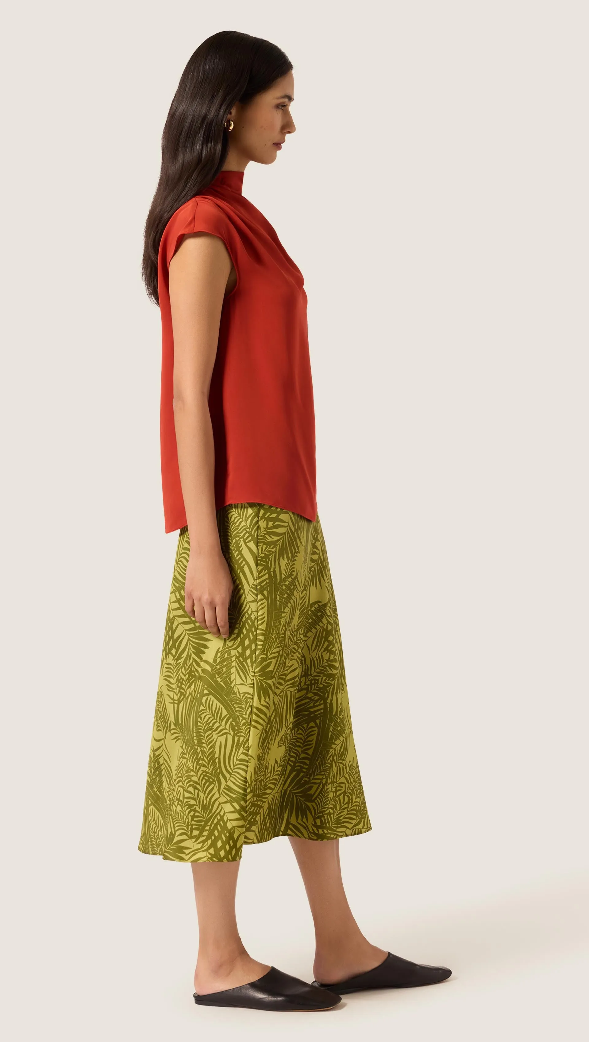 Ruched Blouse in Double Georgette | Deep Persimmon sold by Argent product image thumbnail 5