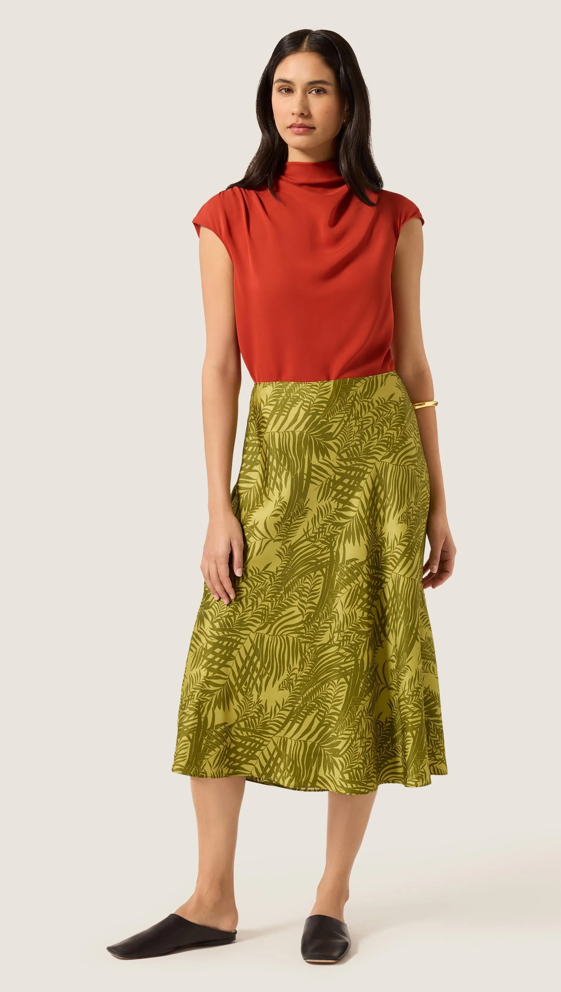 Ruched Blouse in Double Georgette | Deep Persimmon sold by Argent product image thumbnail 3