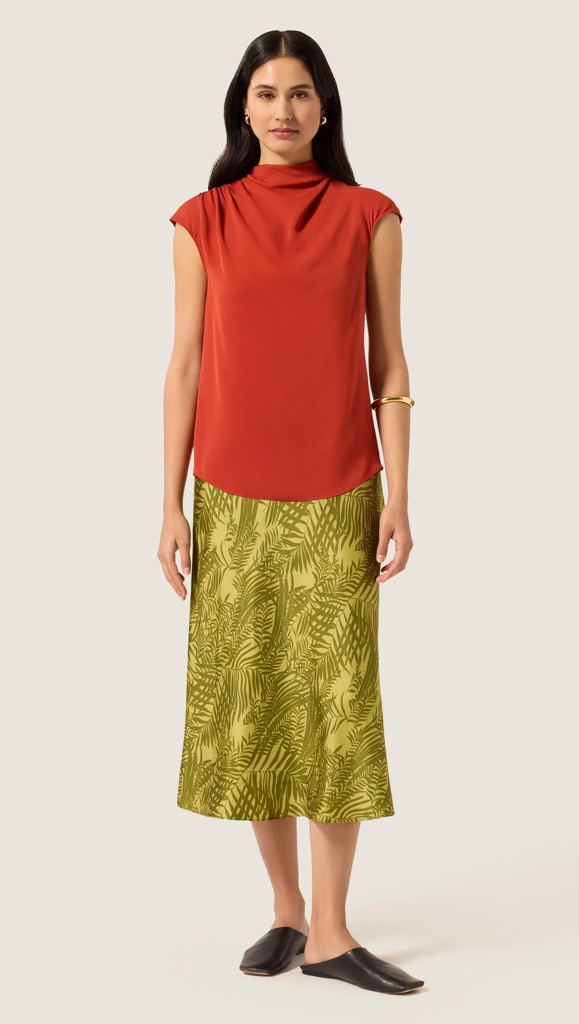 Ruched Blouse in Double Georgette | Deep Persimmon sold by Argent product image thumbnail 4