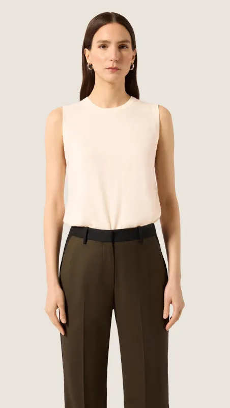 Fine Knit Sleeveless in Merino Silk | Cream made by Argent