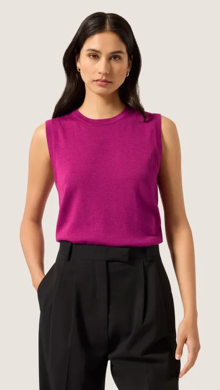 Fine Knit Sleeveless in Merino Silk | Berry made by Argent