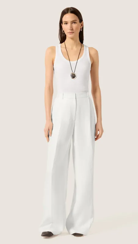 Single Pleat Trouser in Viscose Linen | Ivory made by Argent
