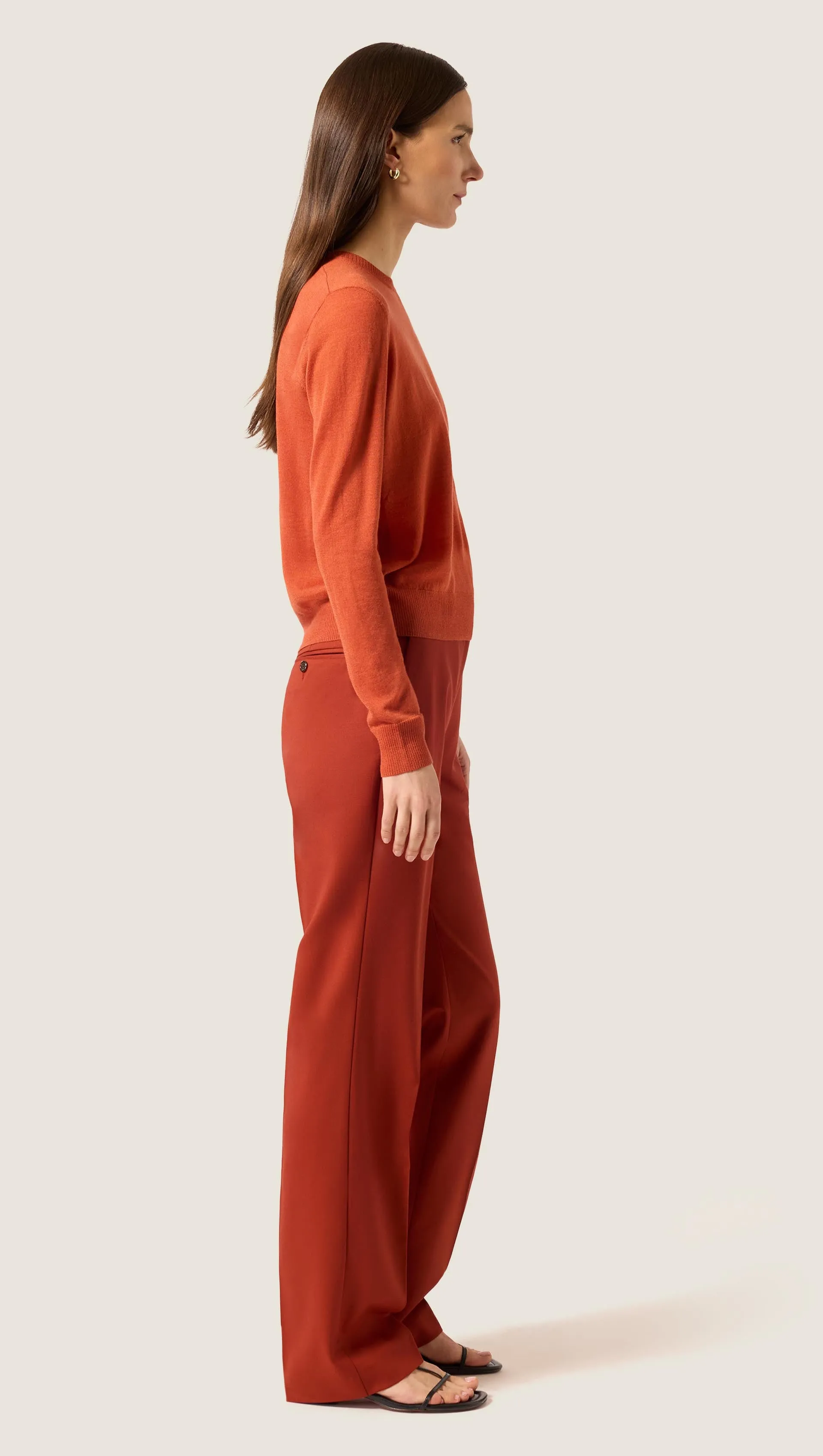 Fine Knit Crewneck in Merino Silk | Persimmon sold by Argent product image thumbnail 3