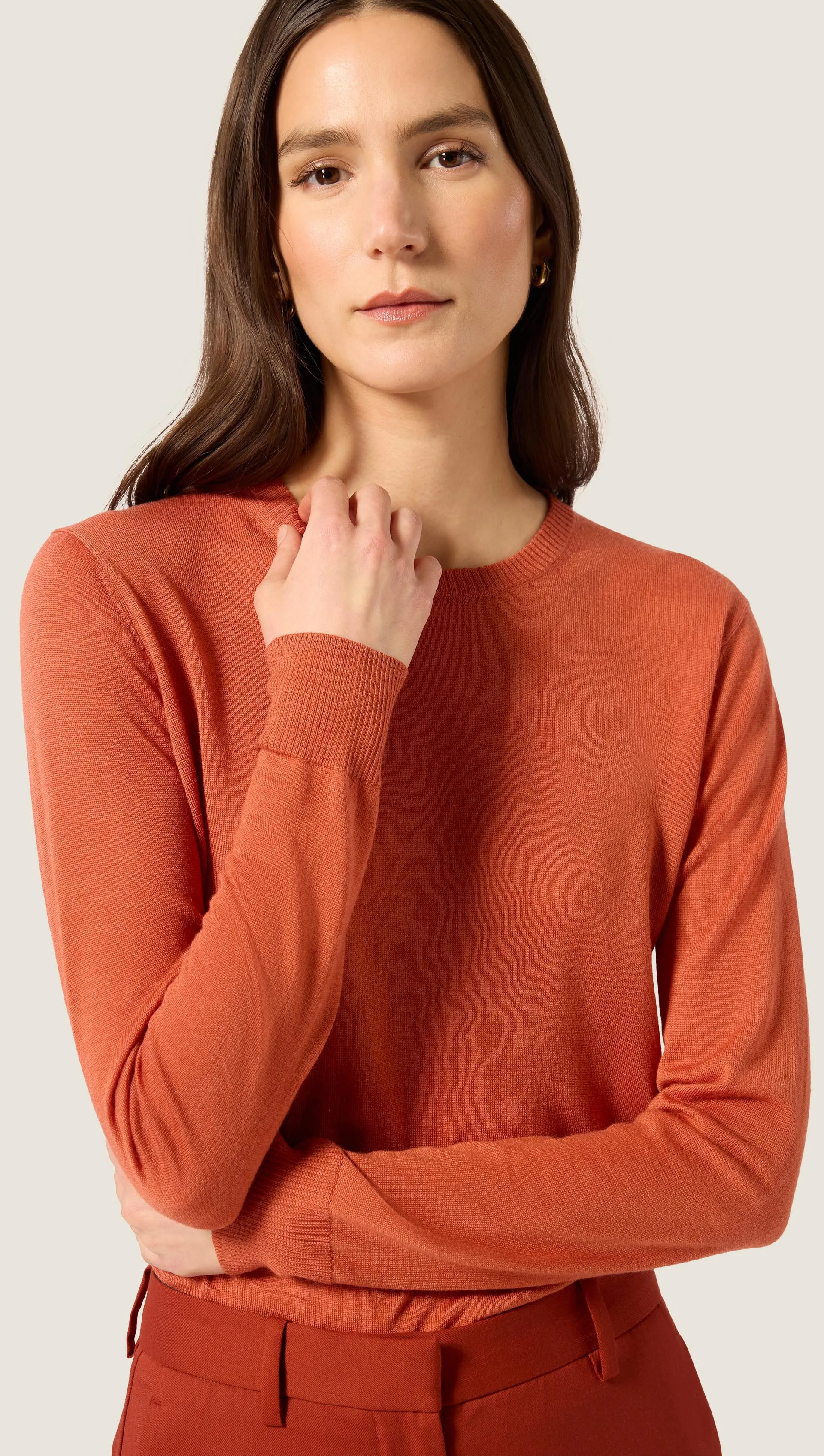 Fine Knit Crewneck in Merino Silk | Persimmon sold by Argent product image thumbnail 5
