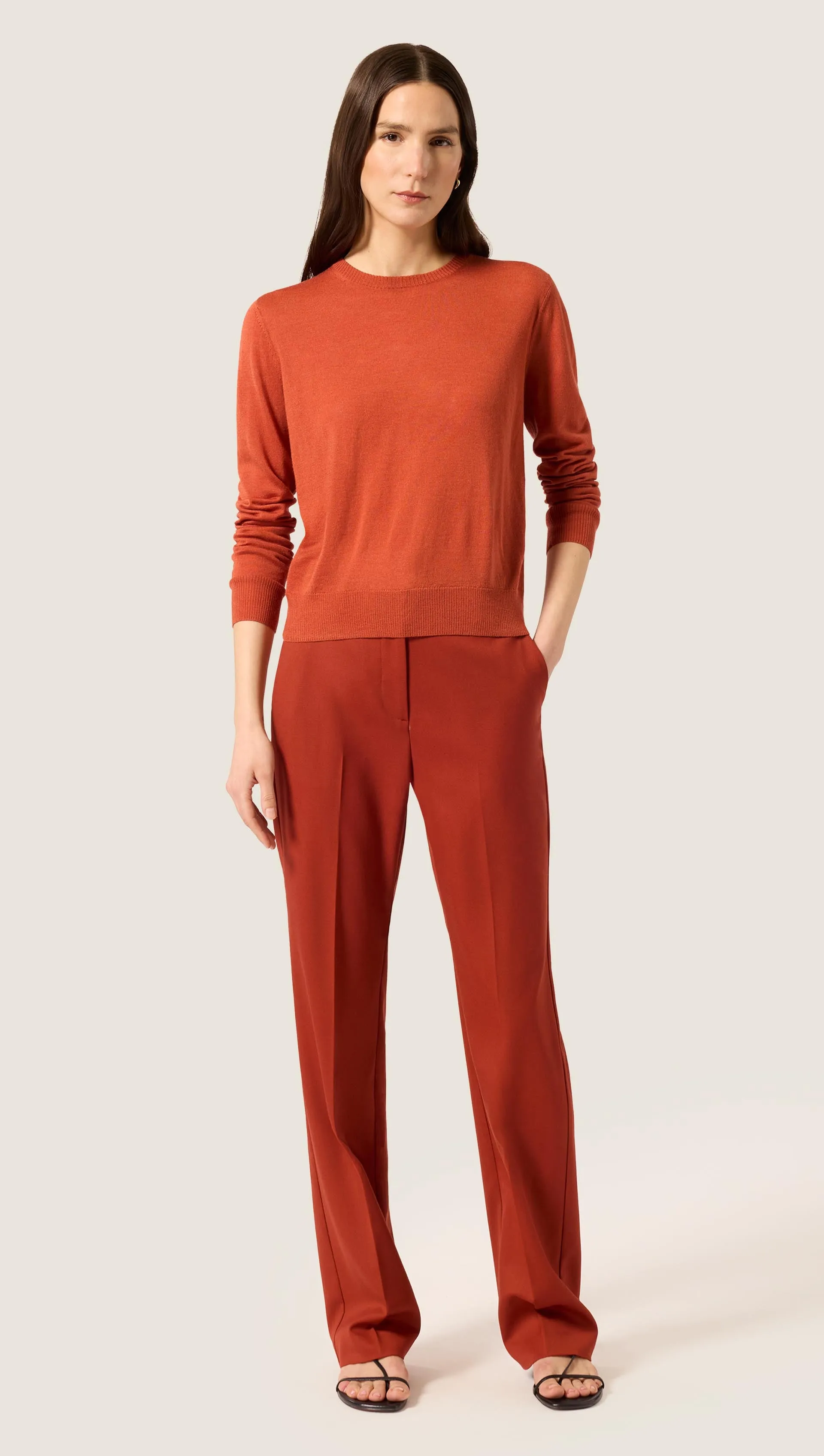 Fine Knit Crewneck in Merino Silk | Persimmon sold by Argent product image thumbnail 2