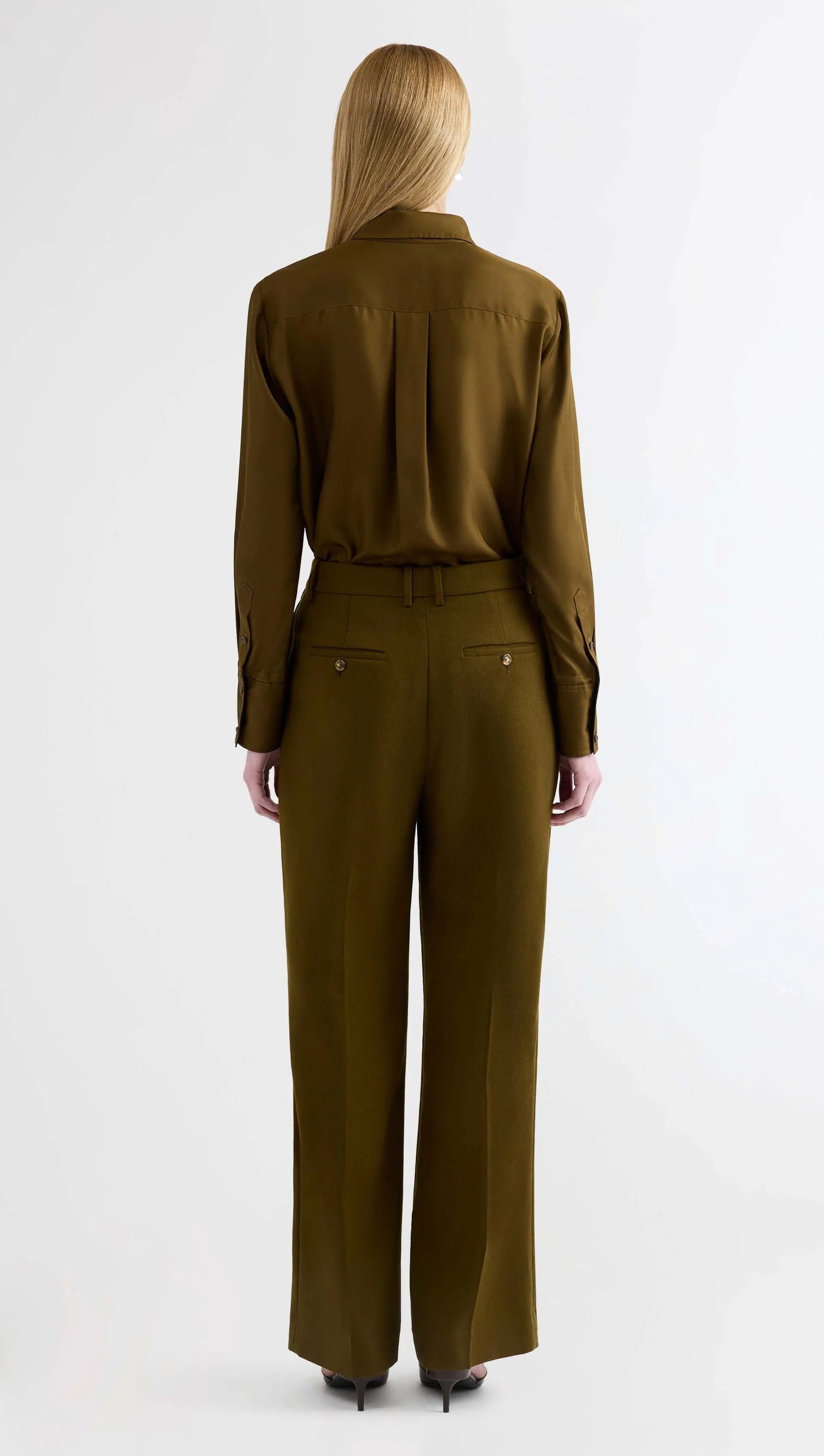 Soho Trouser in Textured Wool | Green Ochre sold by Argent product image thumbnail 5
