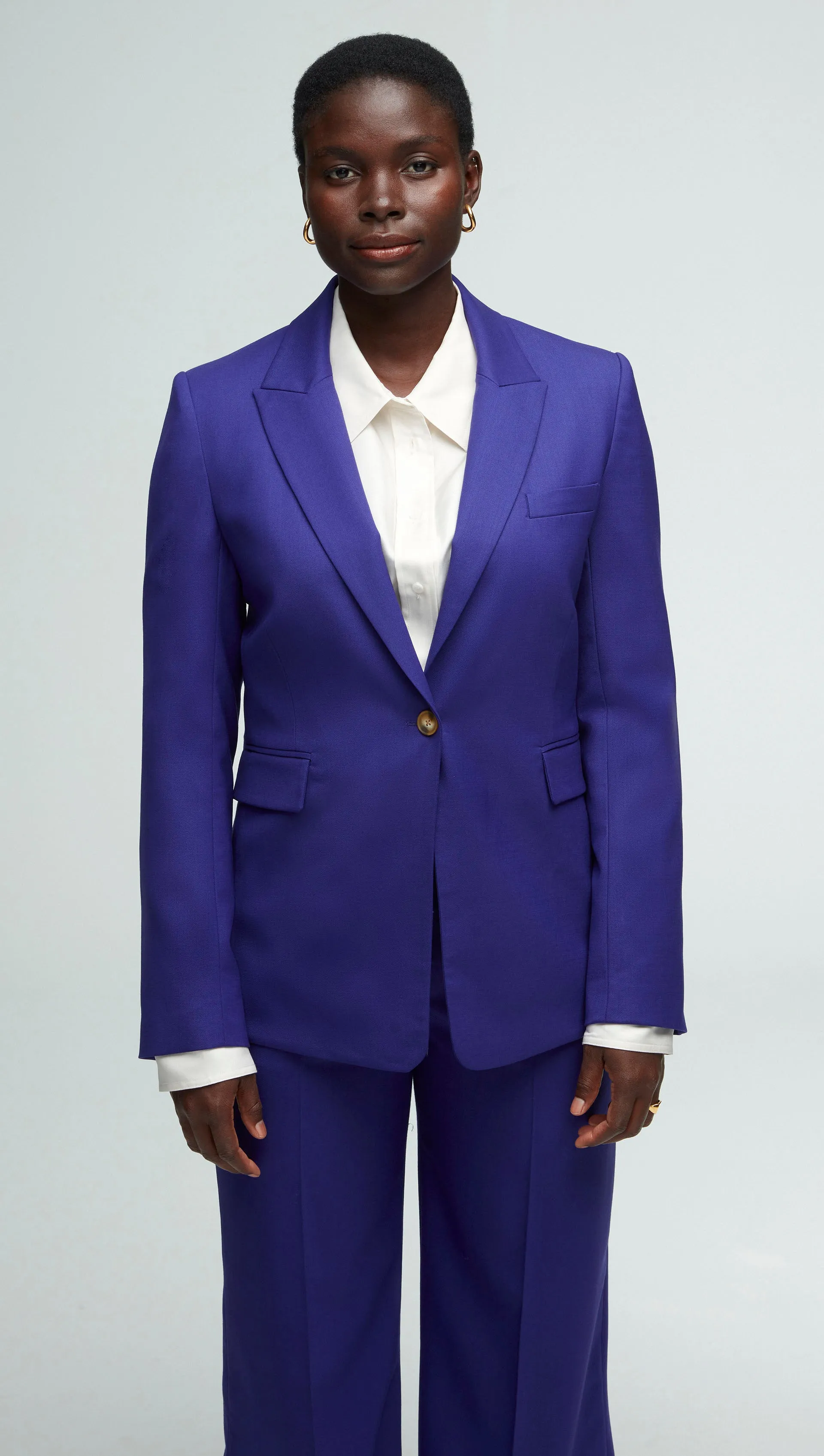 Single Button Blazer in Seasonless Wool | Purple sold by Argent