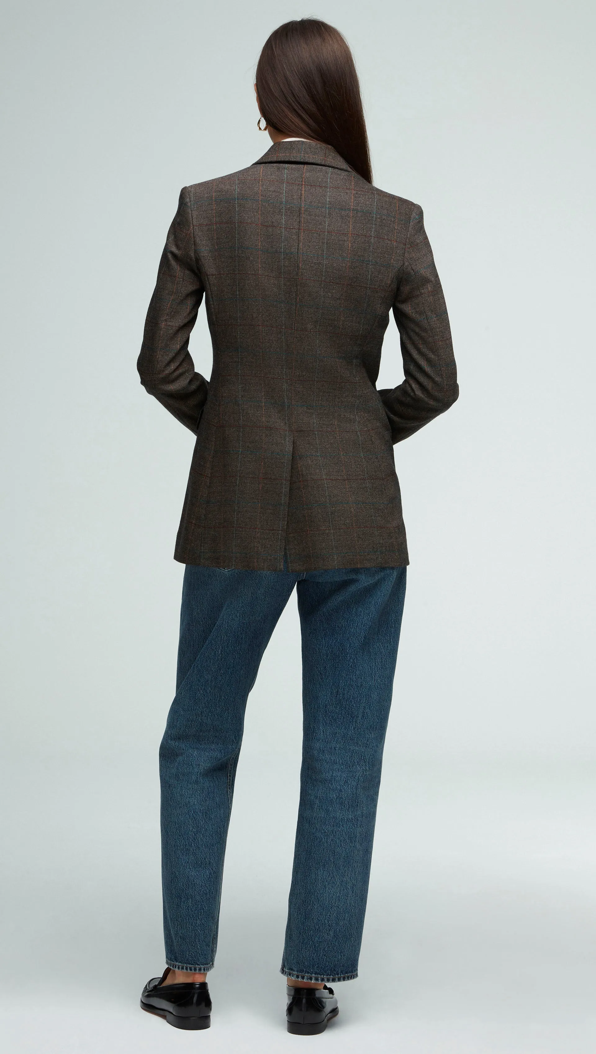 Double-Breasted Blazer in Wool Plaid | Black/Beige Multi sold by Argent product image thumbnail 3