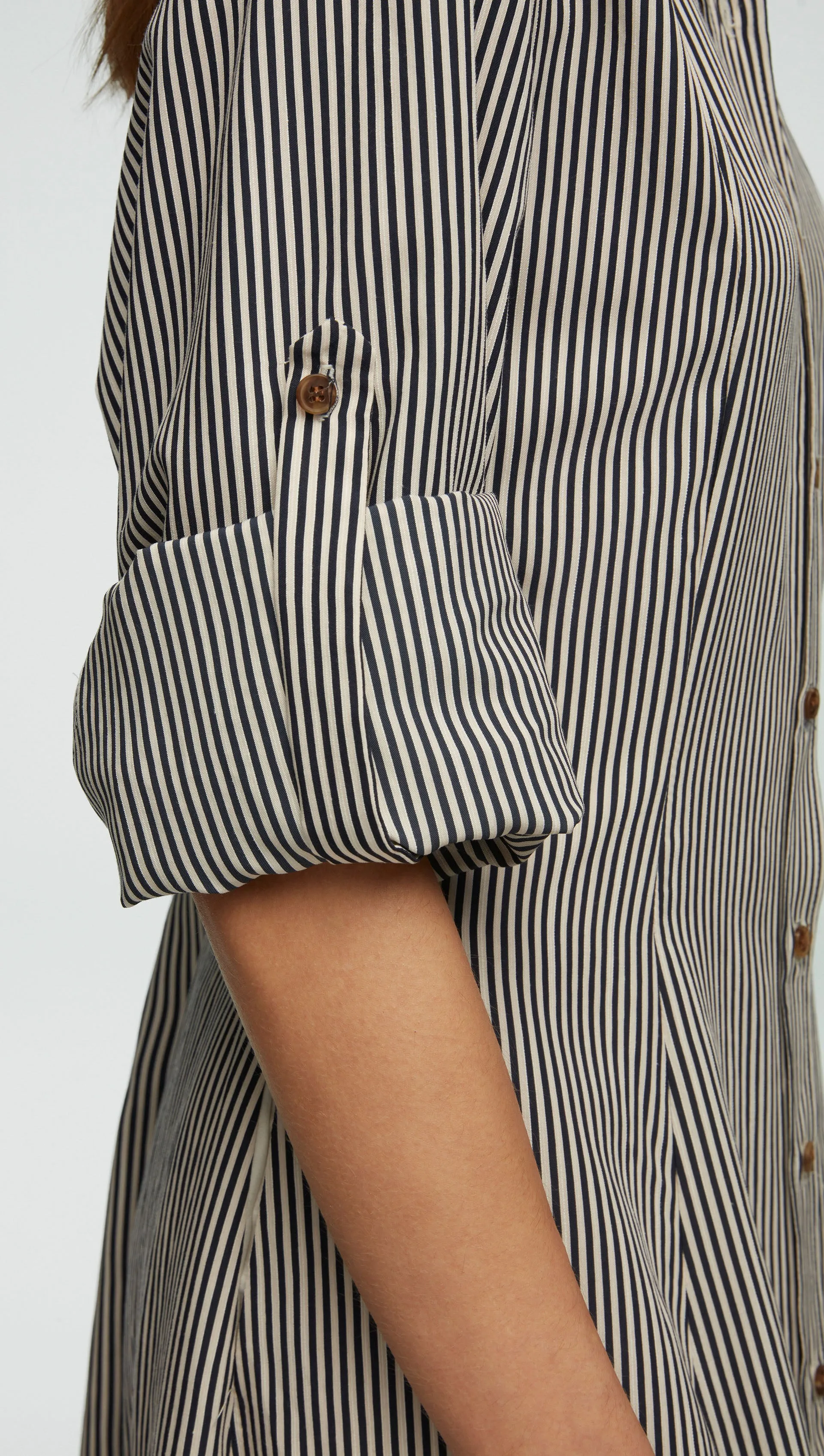 Easy Shirt Dress in Yarn-Dyed Viscose | Navy Stripe sold by Argent product image thumbnail 3
