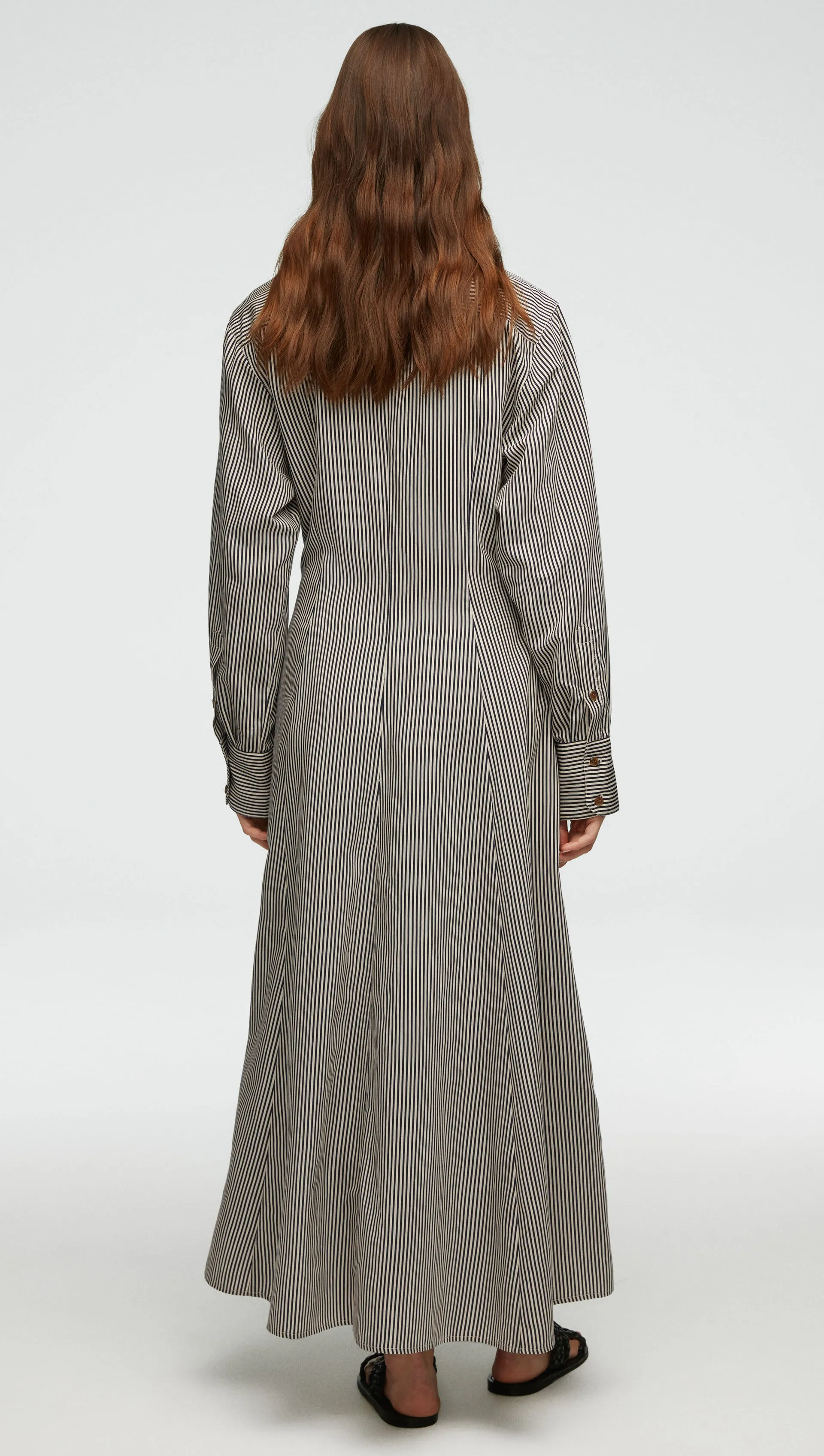 Easy Shirt Dress in Yarn-Dyed Viscose | Navy Stripe sold by Argent product image thumbnail 4