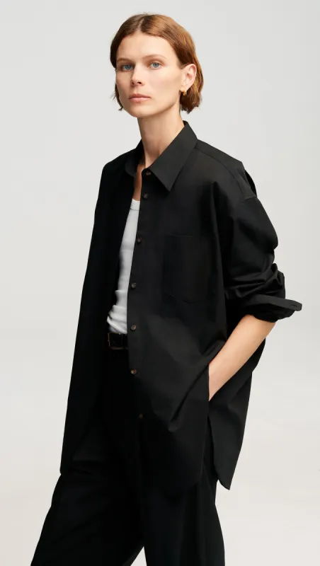 Oversized Shirt in Cotton Twill | Black sold by Argent