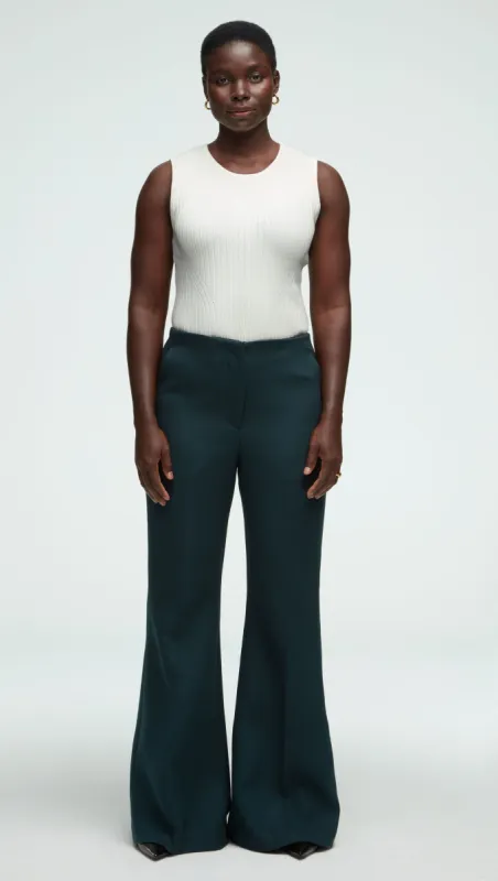 High-Waisted Flare Trouser in Viscose Wool Twill | Forest sold by Argent