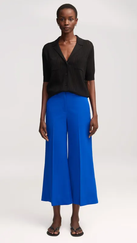 Cropped Flare Trouser in Seasonless Wool | Royal Blue sold by Argent