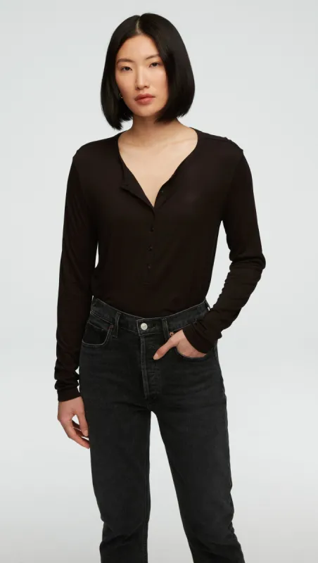 Henley Tee in Viscose Jersey | Black sold by Argent