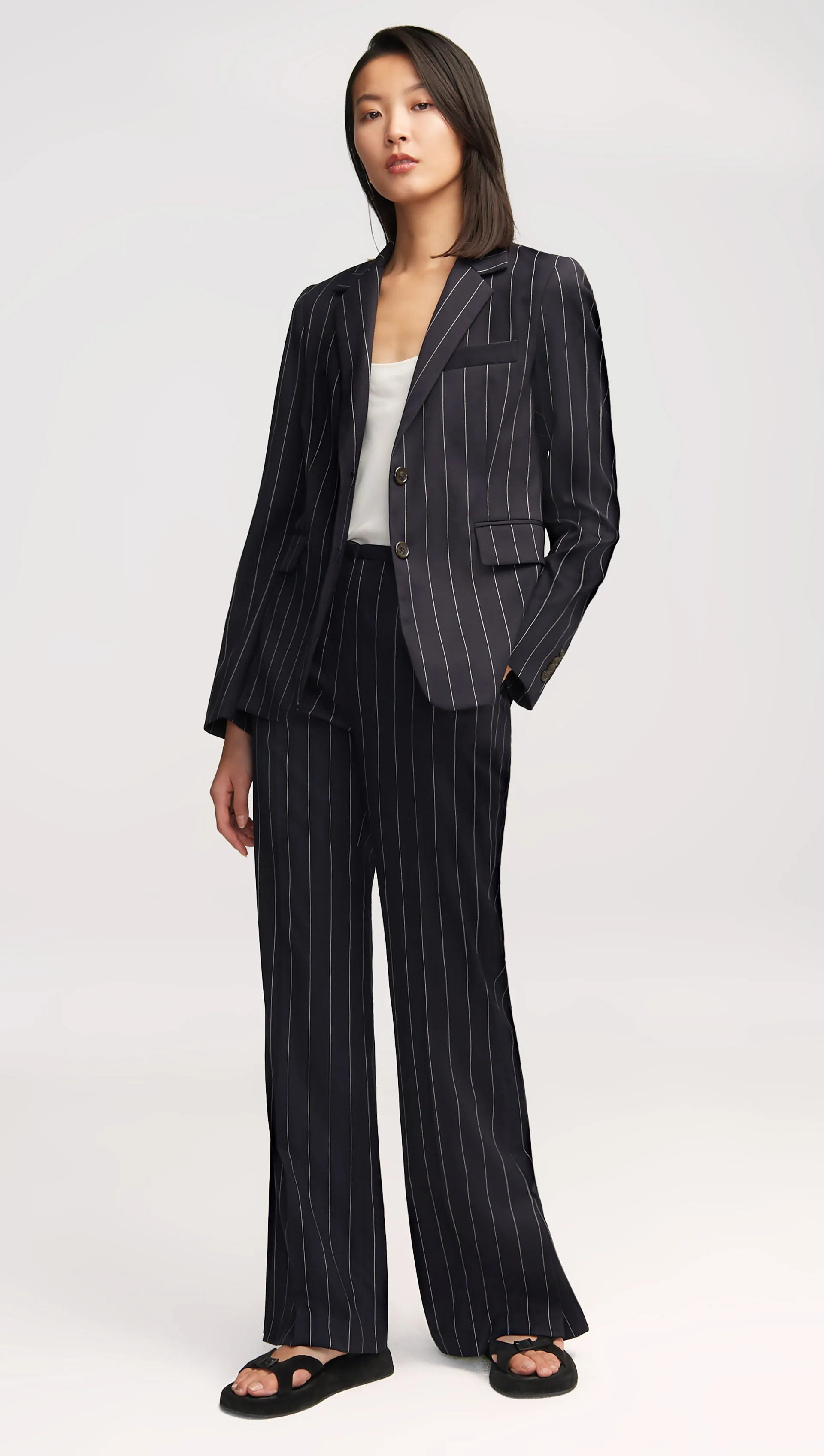 Copain Blazer in Stretch Wool | Navy Pinstripe sold by Argent product image thumbnail 4