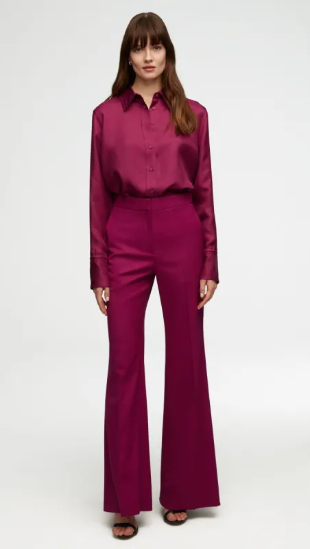 Tailored Flare Trouser in Seasonless Wool | Magenta sold by Argent