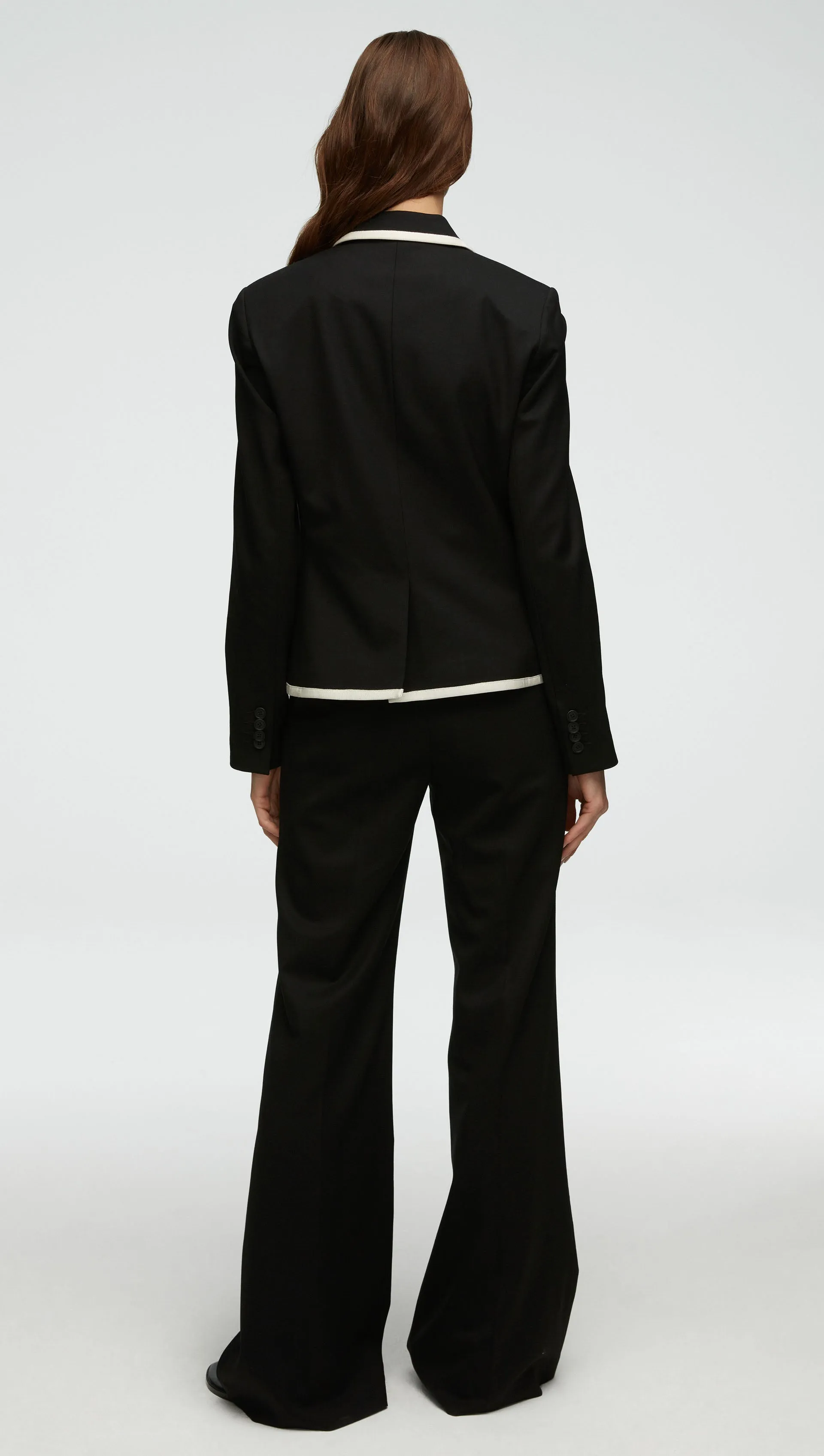 Piped Blazer in Seasonless Wool | Black/Ivory sold by Argent product image thumbnail 3
