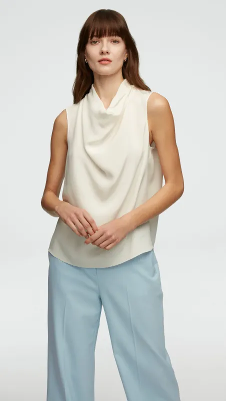Cowl Top in Silk Crepe | Ivory sold by Argent