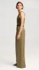 Pleated Trouser in Viscose Linen Twill | Khaki Green sold by Argent