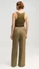 Pleated Trouser in Viscose Linen Twill | Khaki Green sold by Argent