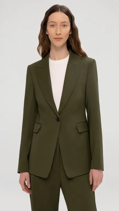 Single Button Blazer in Seasonless Wool | Olive sold by Argent