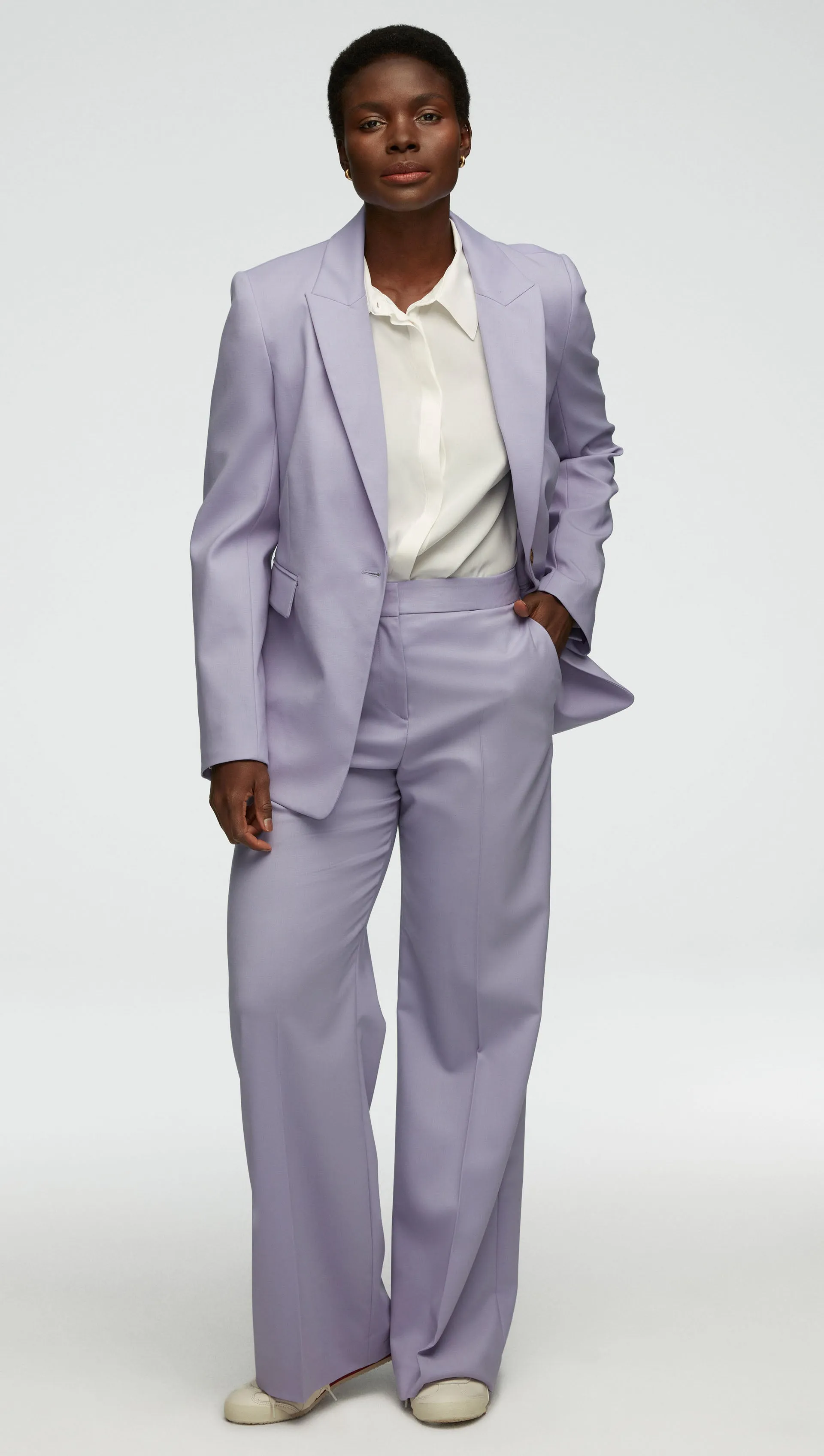 Wide Leg Trouser in Seasonless Wool | Lilac sold by Argent