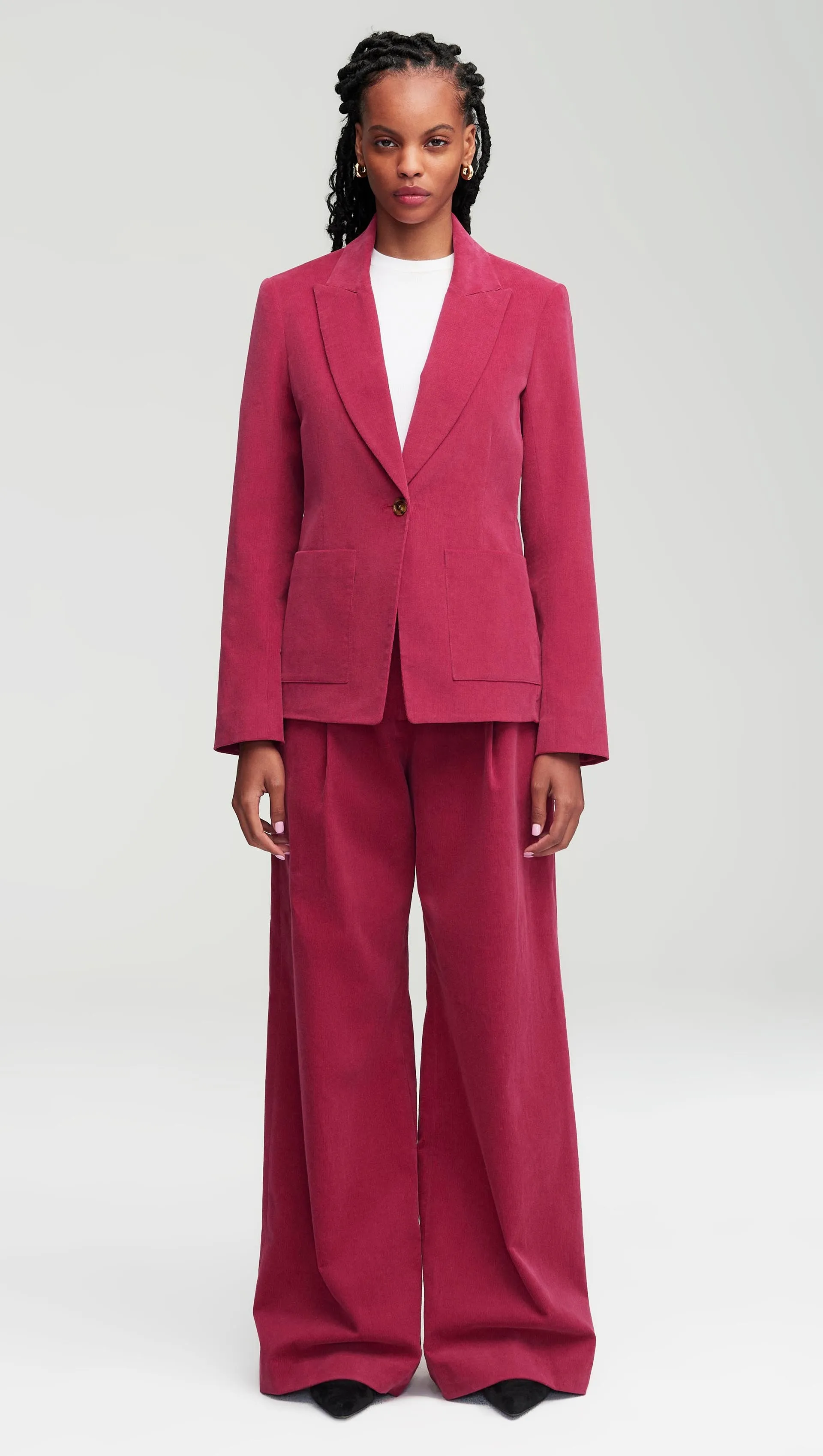 Patch Pocket Blazer in Corduroy | Raspberry sold by Argent product image thumbnail 2