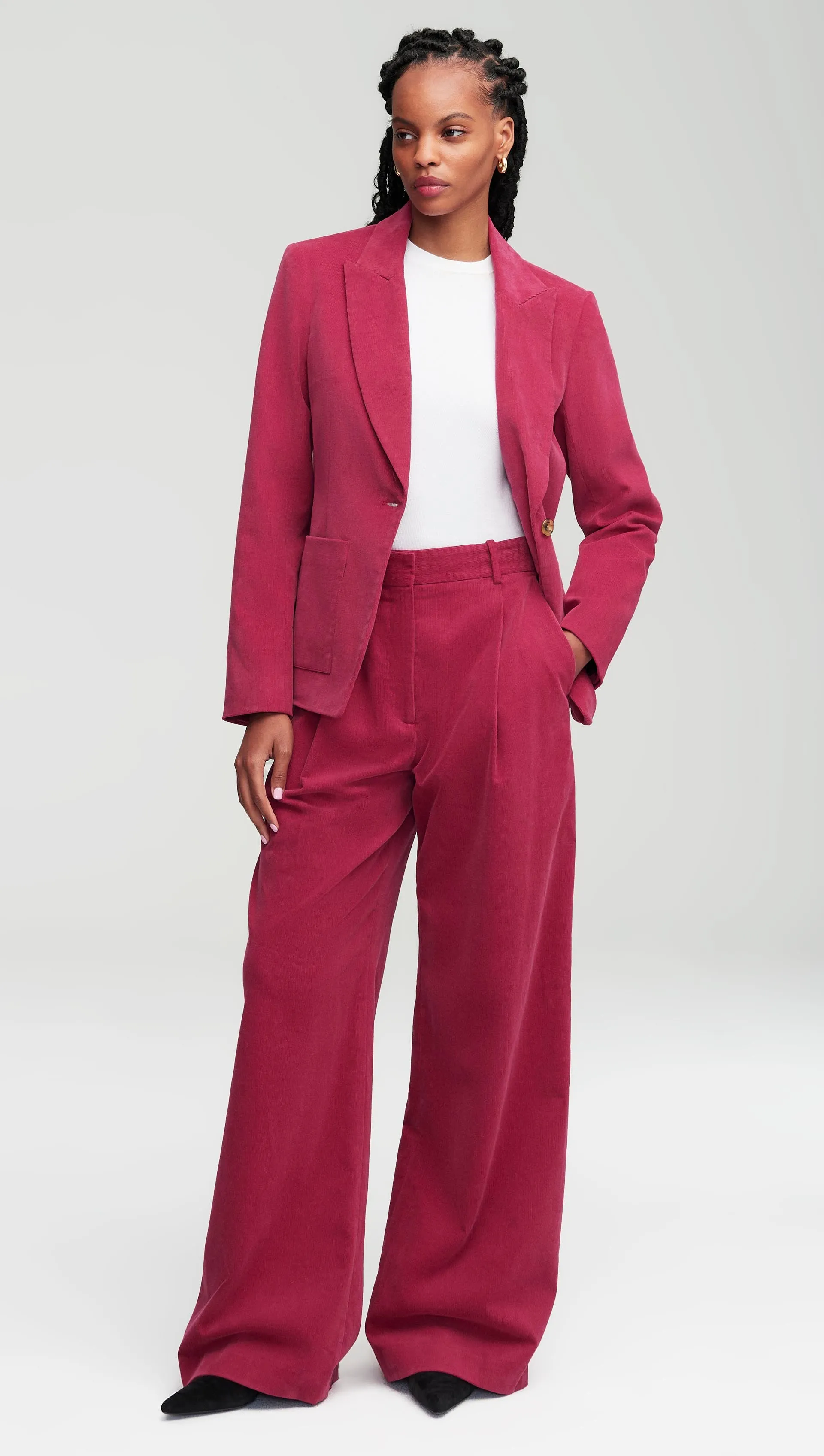 Patch Pocket Blazer in Corduroy | Raspberry sold by Argent product image thumbnail 3