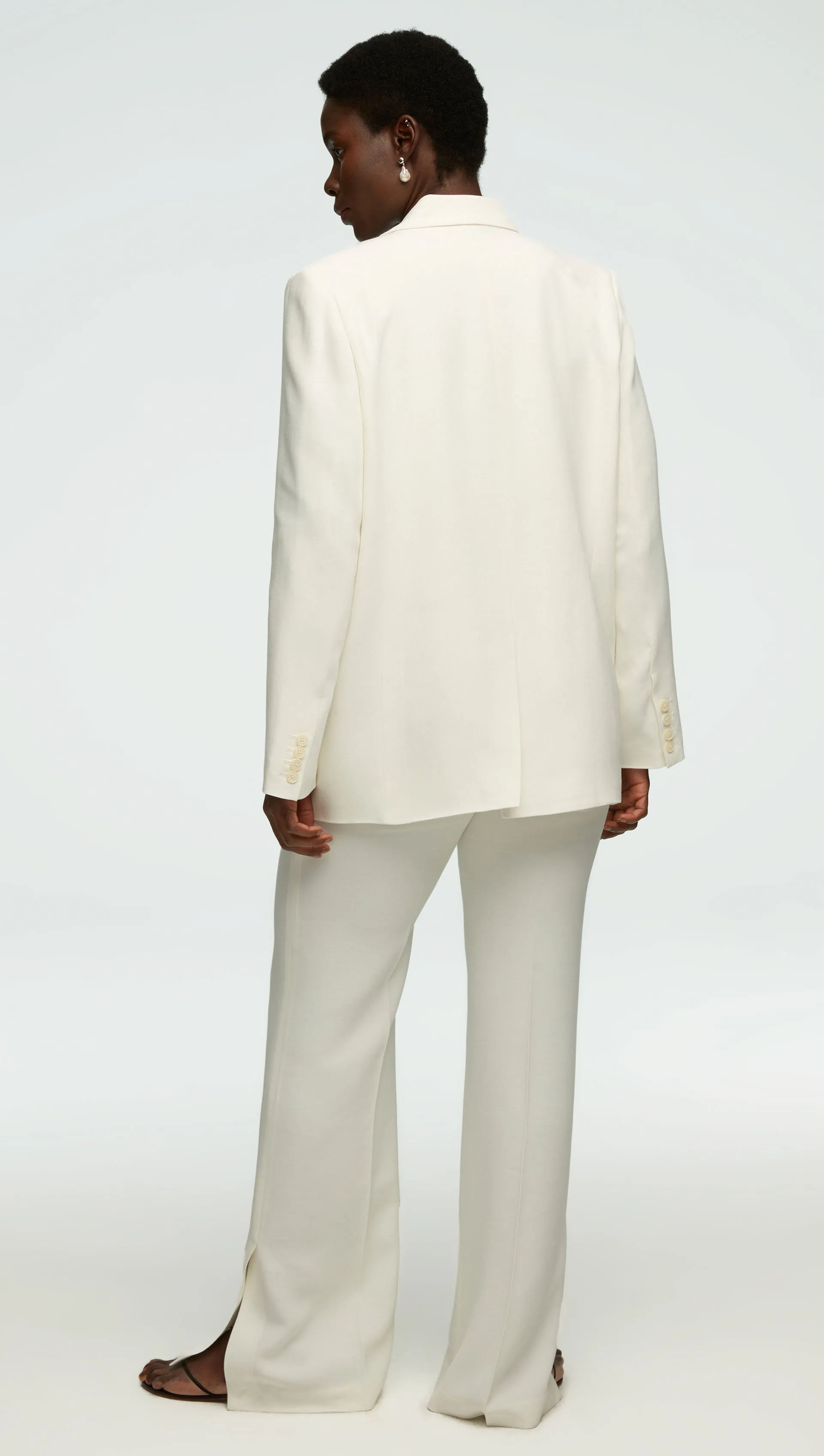 Peak Lapel Blazer in Viscose Wool Crepe | Ivory sold by Argent product image thumbnail 4