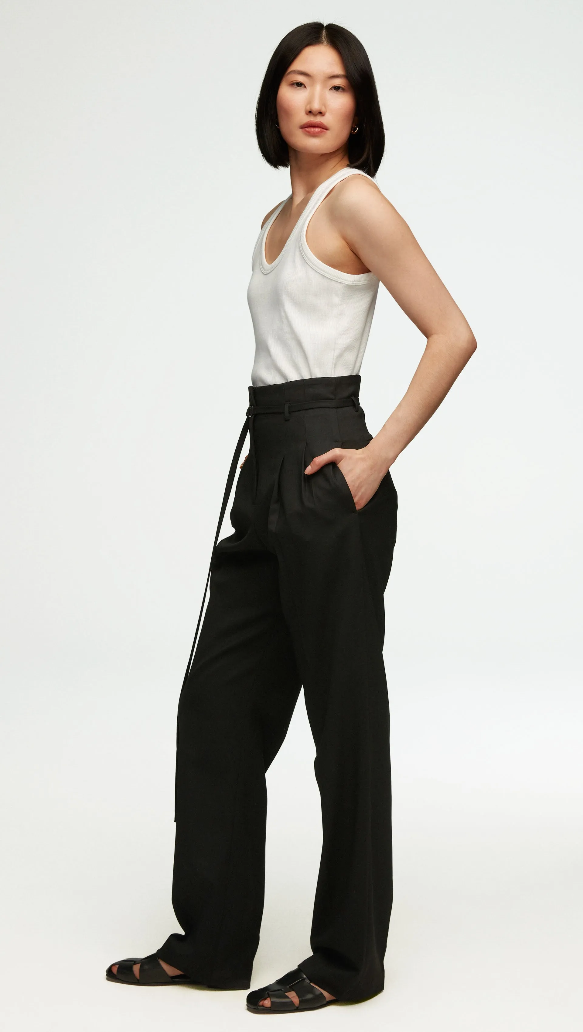 High-Waisted Belted Trouser in Seasonless Wool | Black sold by Argent product image thumbnail 2