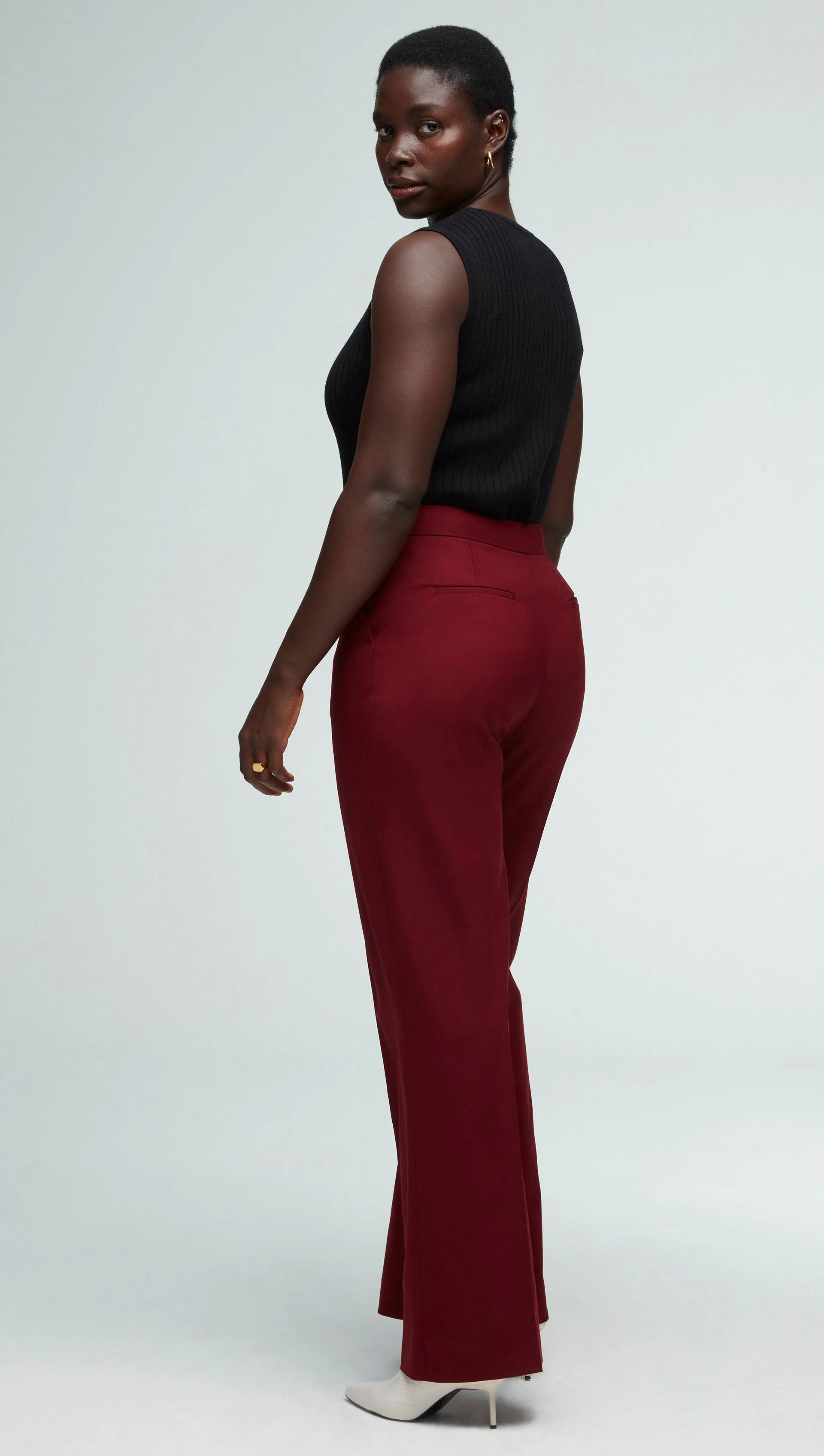 Wide Leg Trouser in Seasonless Wool | Merlot sold by Argent product image thumbnail 2