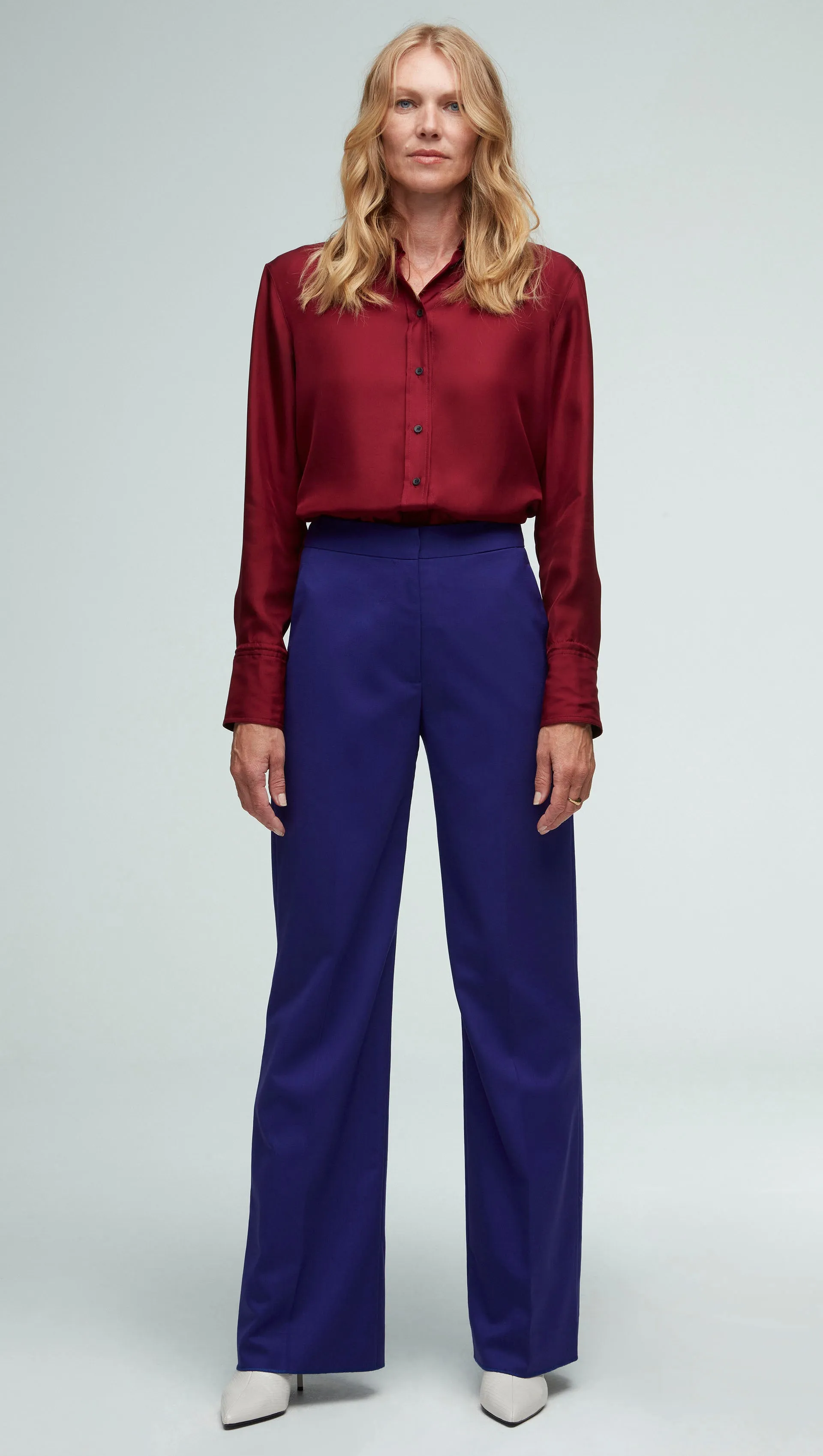 Wide Leg Trouser in Seasonless Wool | Purple sold by Argent