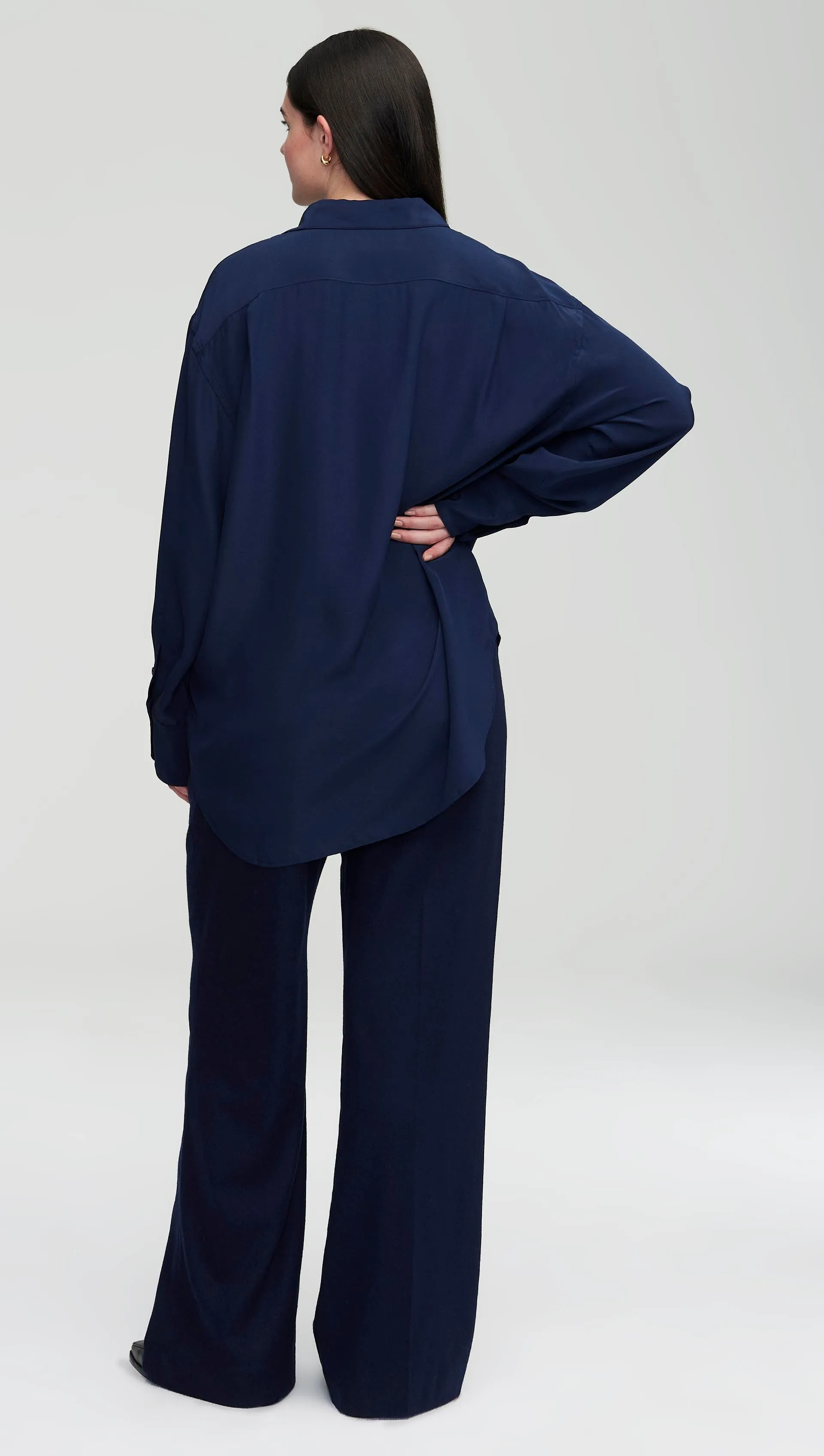 Utility Shirt in Matte-side Silk Charmeuse | Navy sold by Argent product image thumbnail 4