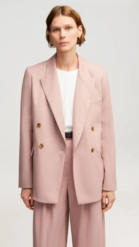 Peak Lapel Blazer in Seasonless Wool | Dusty Pink sold by Argent