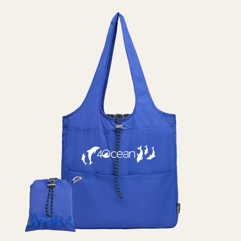 BYBBA x 4OCEAN BALOS PACKABLE TOTE BAG / COBALT DOLPHINS made by BYBBA