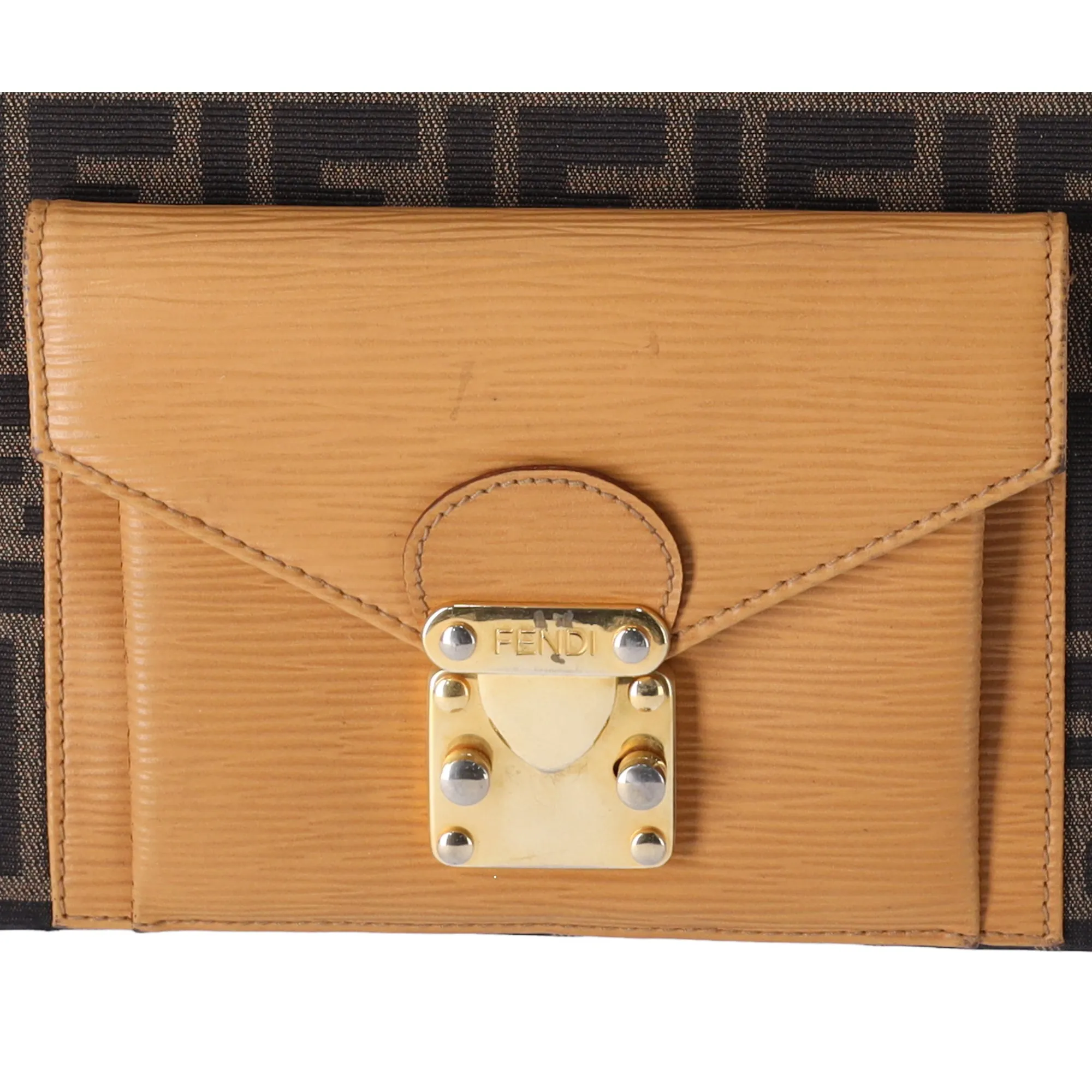 Fendi Zucca Front Pocket Tote Satchel Shoulder Bag Brown FF Logo sold by Gaby's Bags product image thumbnail 5