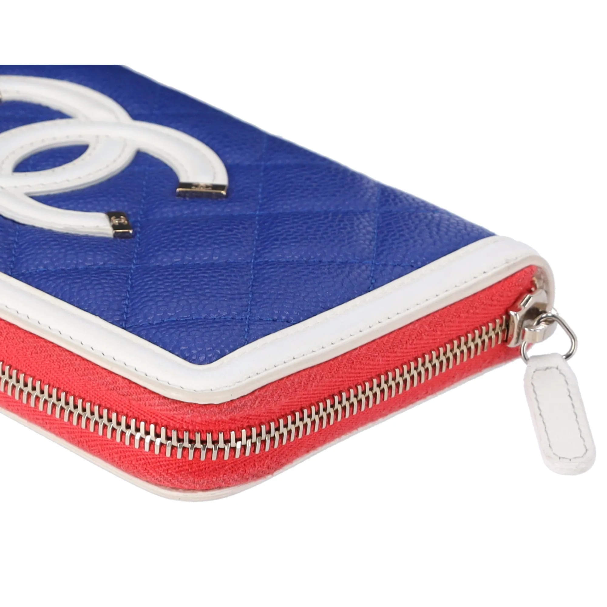 CHANEL Caviar Quilted Medium Filigree Zip Around Wallet Blue White Red sold by Gaby's Bags product image thumbnail 2