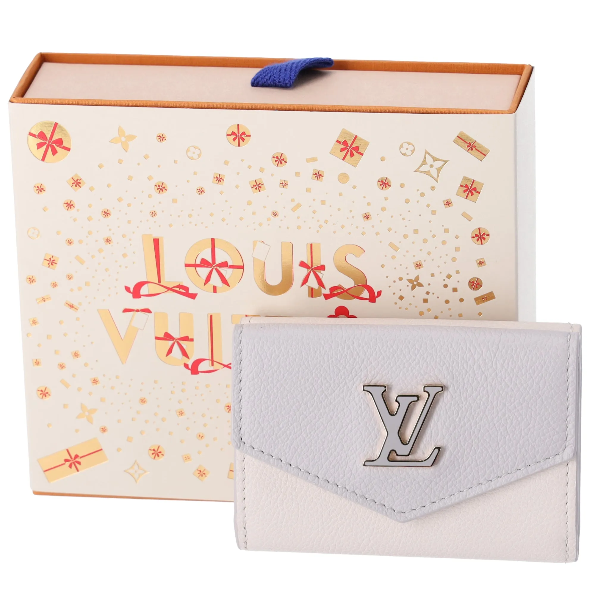 Louis Vuitton M82741 Lock Mini Lockme Small Trifold Wallet Beige Grey Gift Box sold by Gaby's Bags